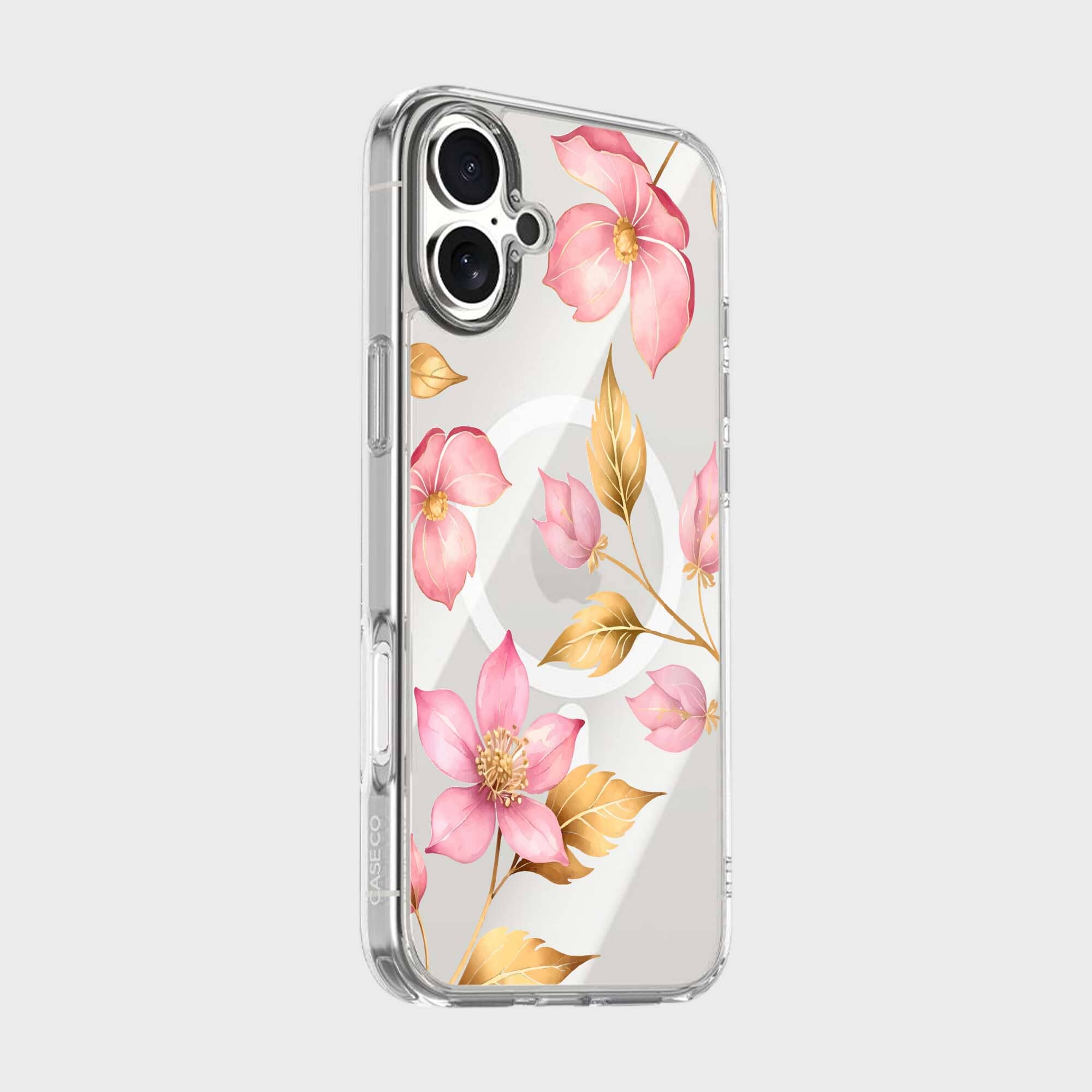 MagSafe iPhone 17 Pink Wildflower Clear Case