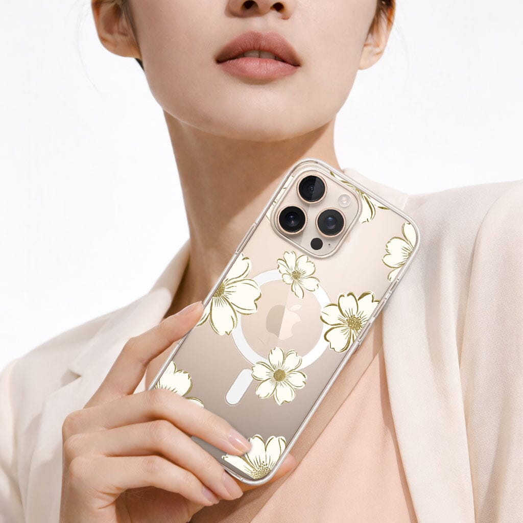 MagSafe iPhone 16 Pro Gold Pattern Clear Case