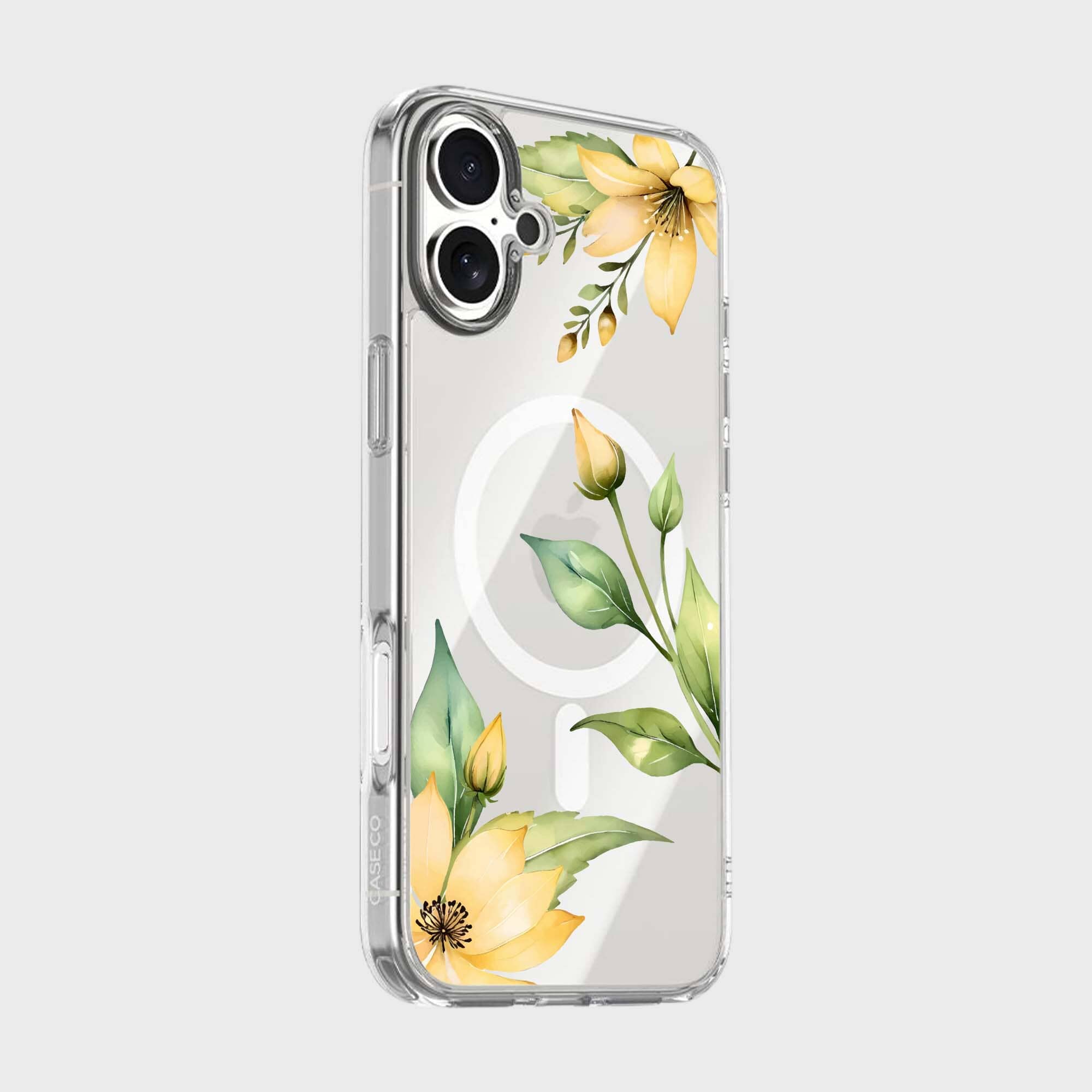 MagSafe iPhone 17 Yellow Wildflower Clear Case
