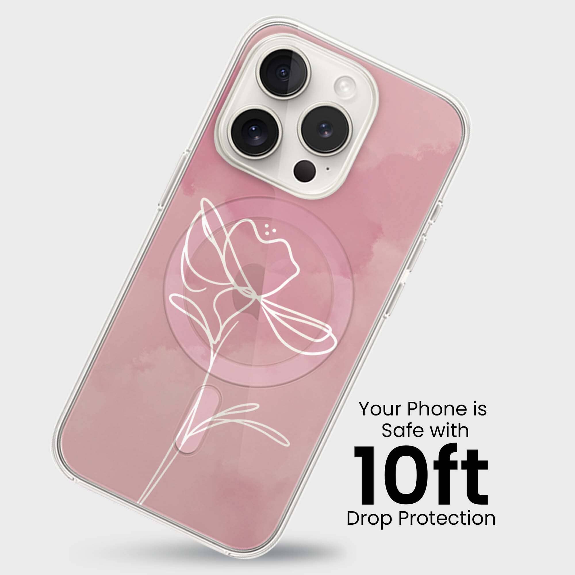 iPhone 15 Pro Case With MagSafe - Pink Flower