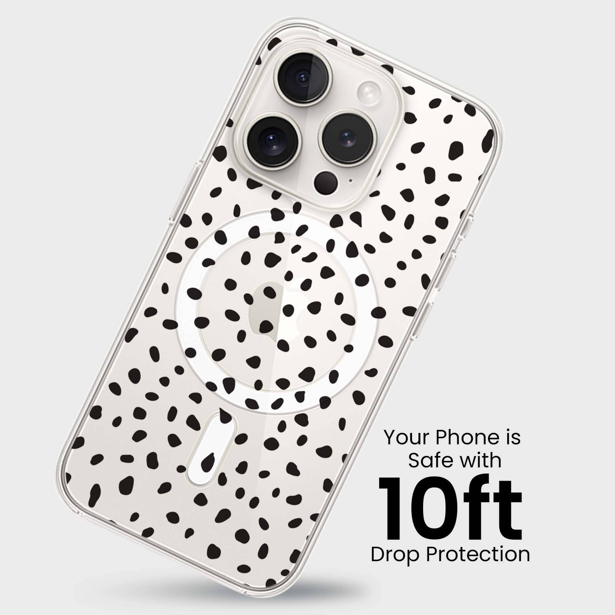 iPhone 15 Pro Max Case With MagSafe - White Polka