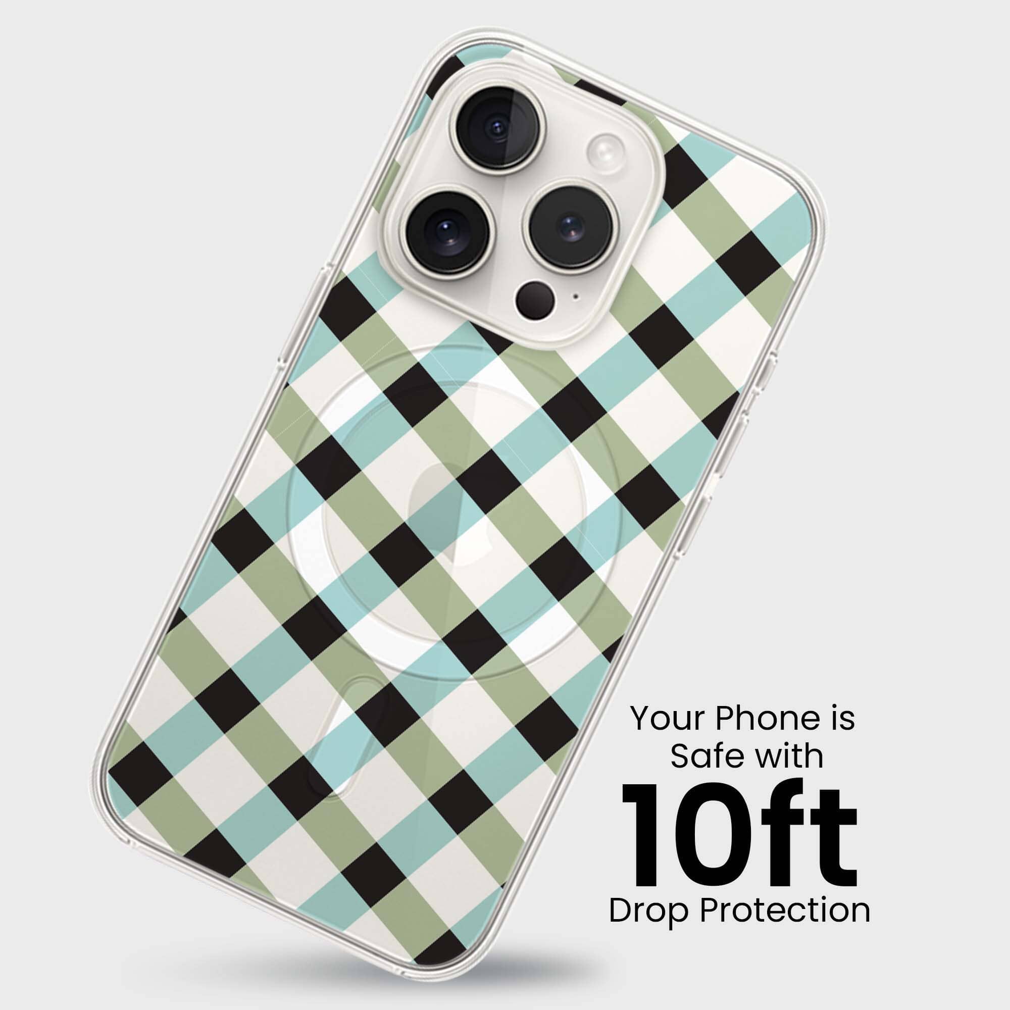 iPhone 15 Pro Max Clear Case - Dark Lattice Design