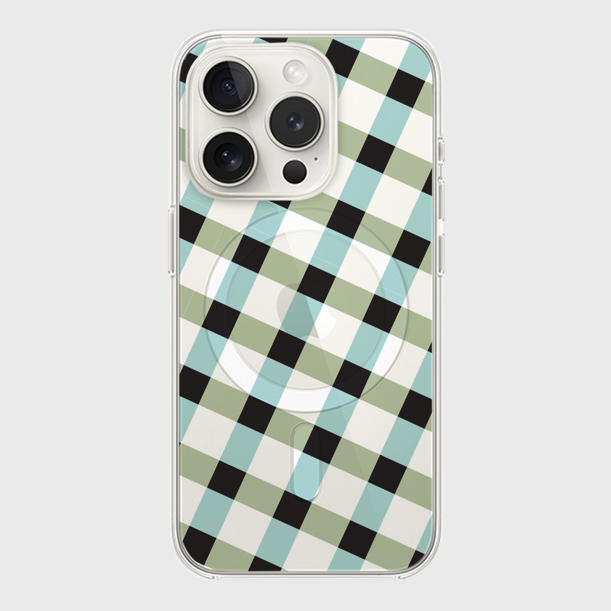 iPhone 15 Pro Max Clear Case - Dark Lattice Design