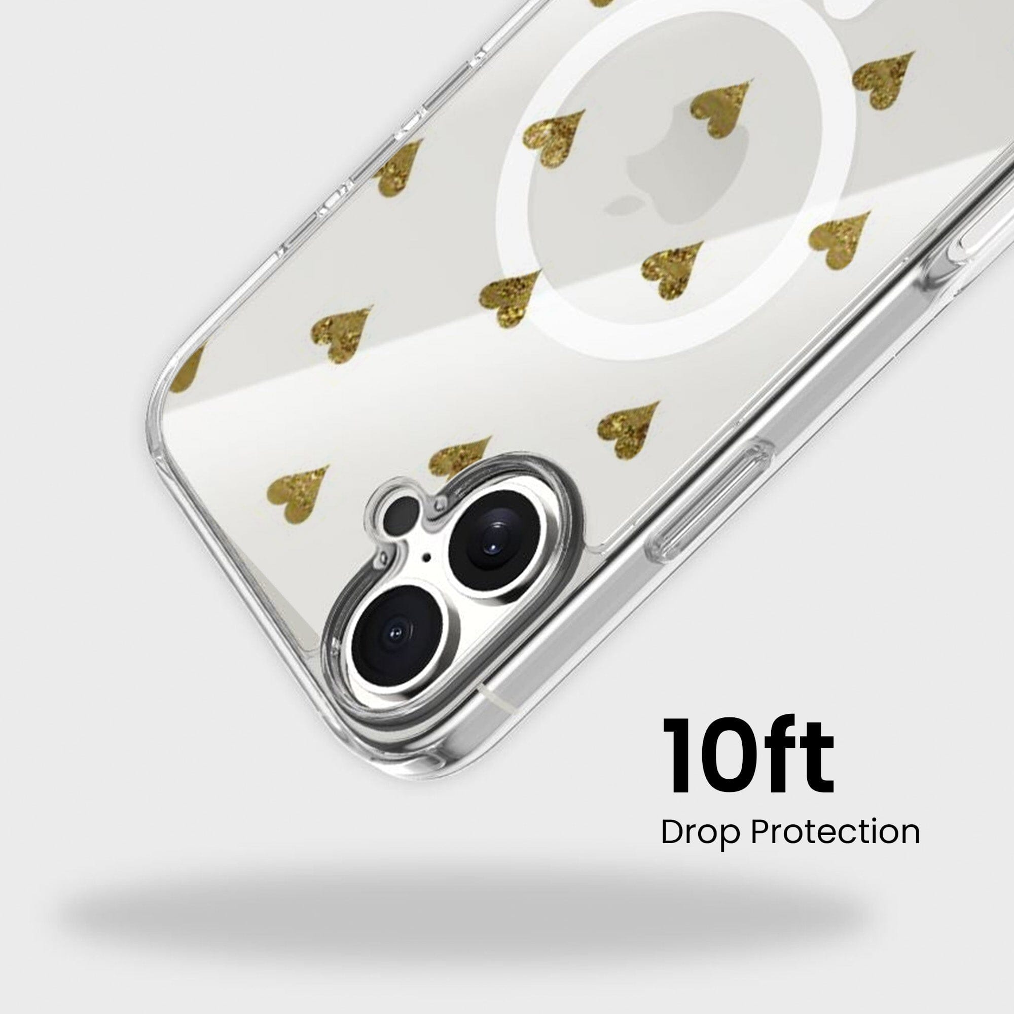 MagSafe iPhone 17 Gold Hearts Clear Case