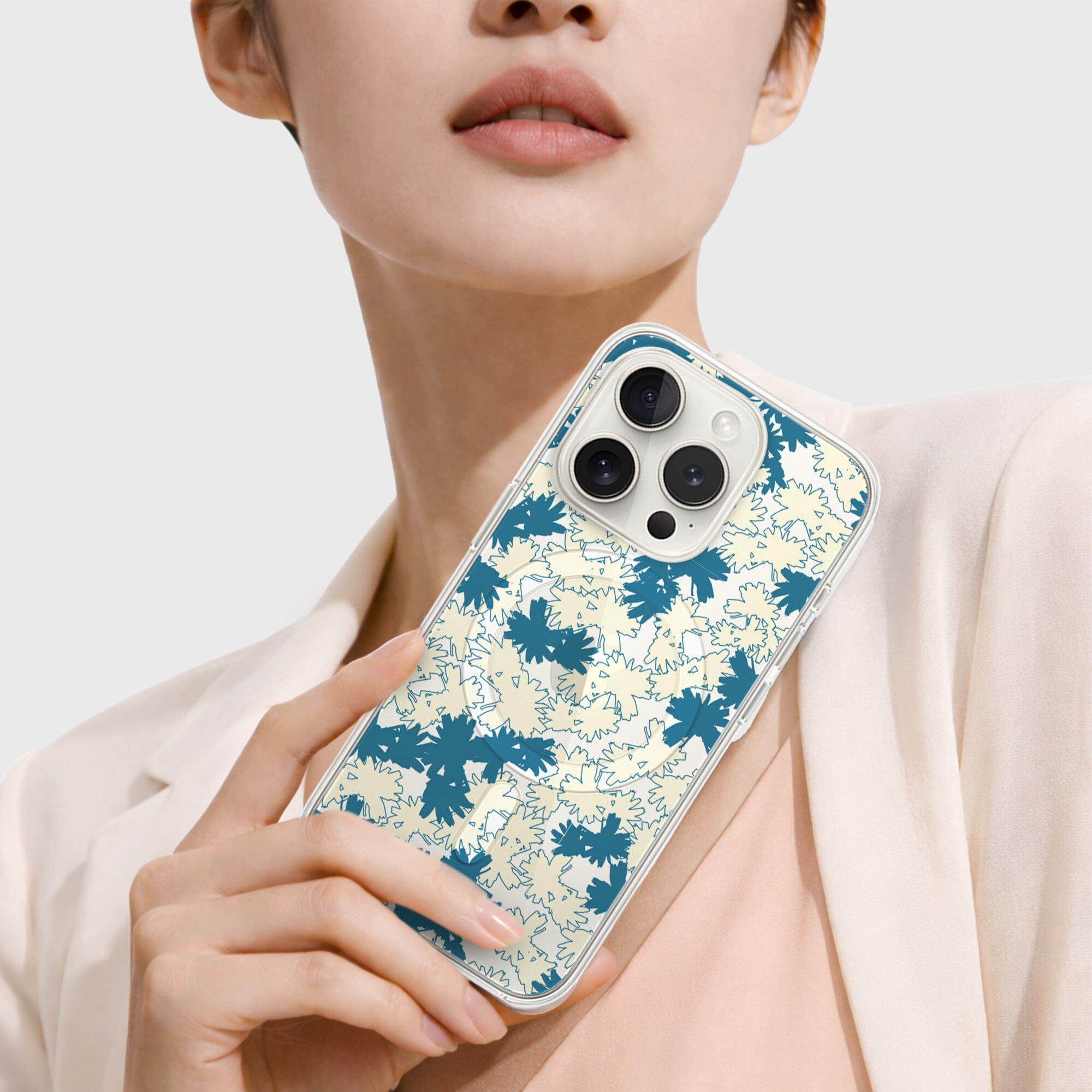 iPhone 15 Pro Max Clear Case - Blue Dandelion Design