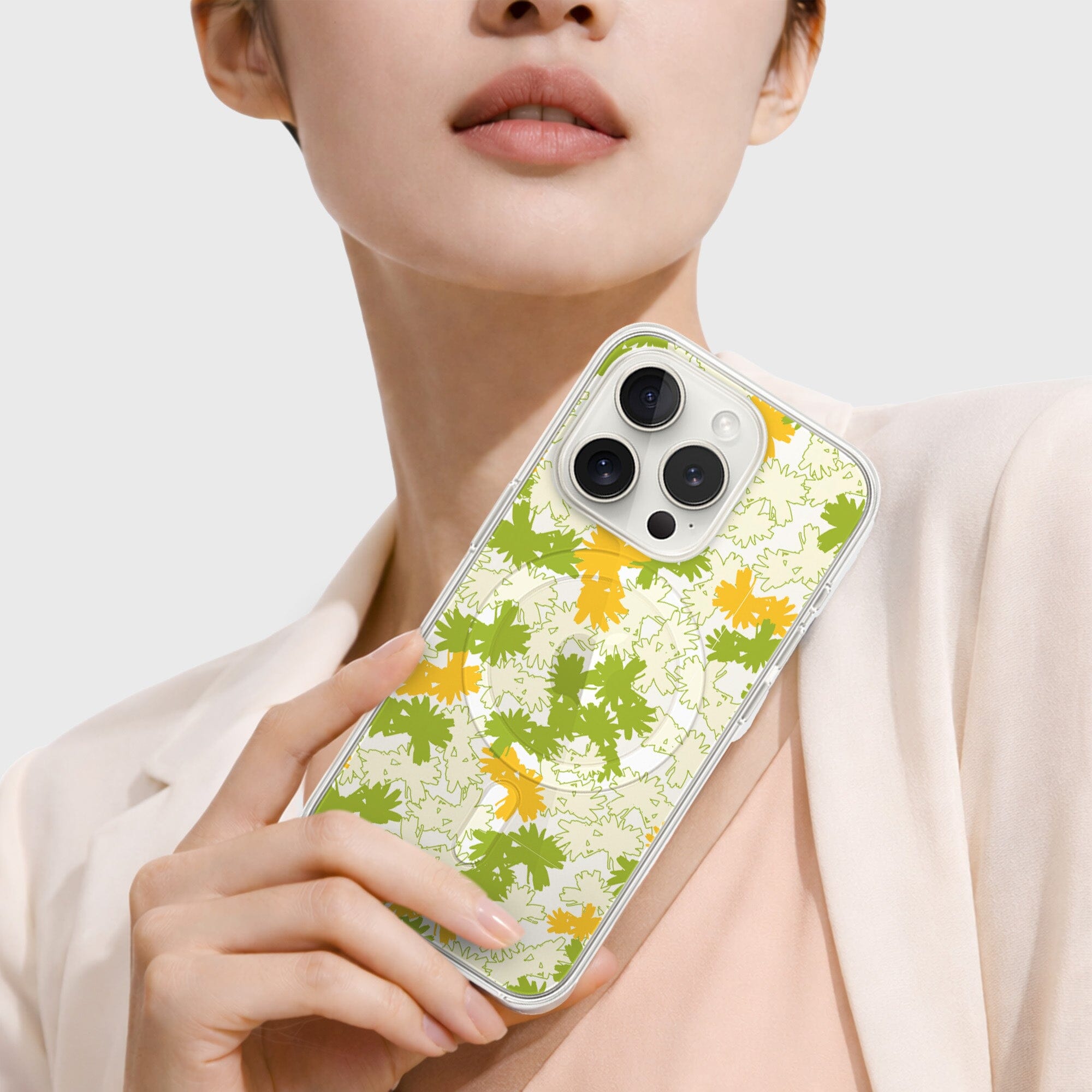 iPhone 15 Pro Max Clear Case - Yellow Dandelion Design