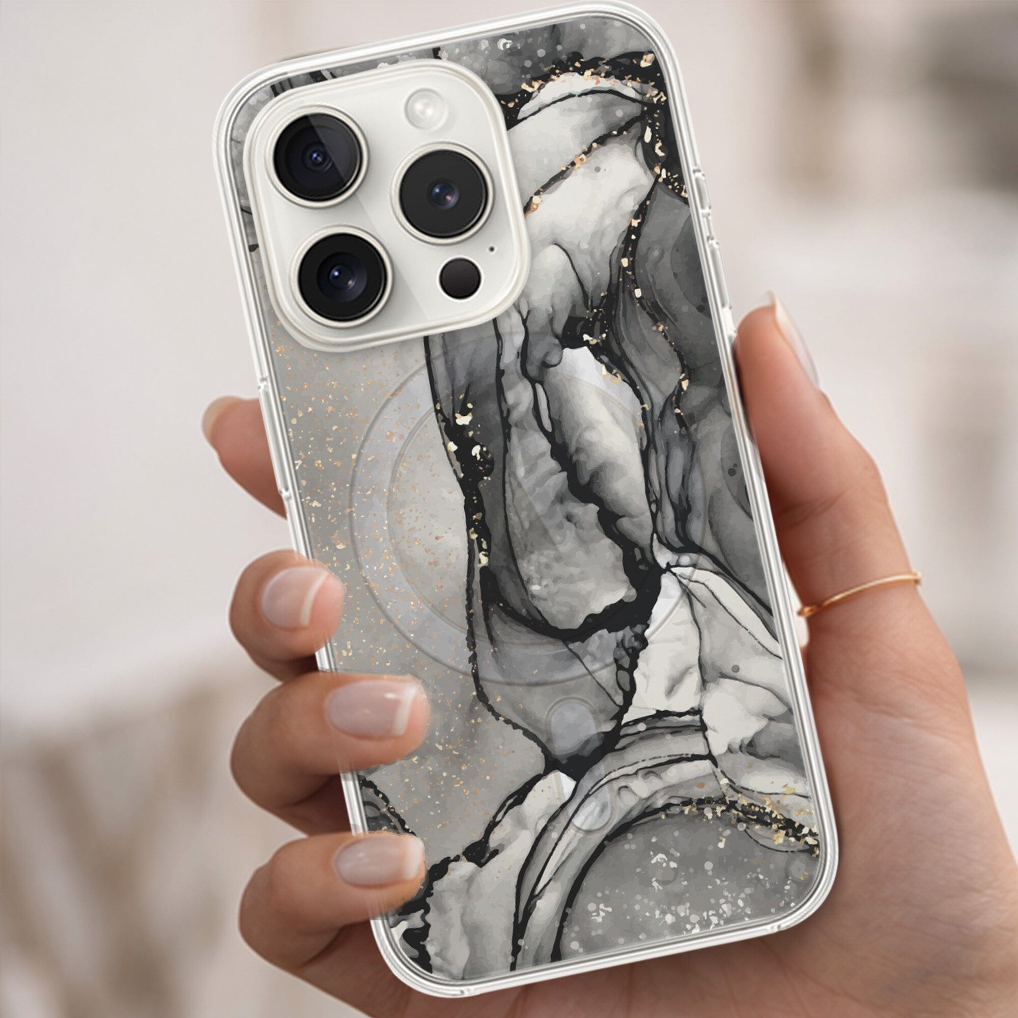 iPhone 15 Pro Max Case With MagSafe - Black Marble