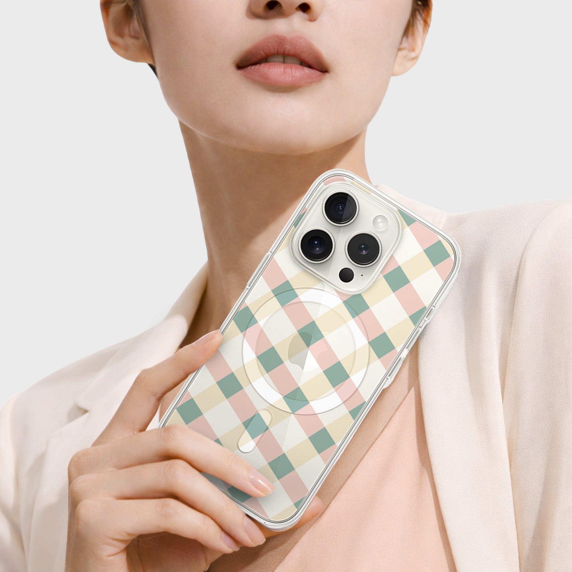 iPhone 15 Pro Max Clear Case - Light Lattice Design