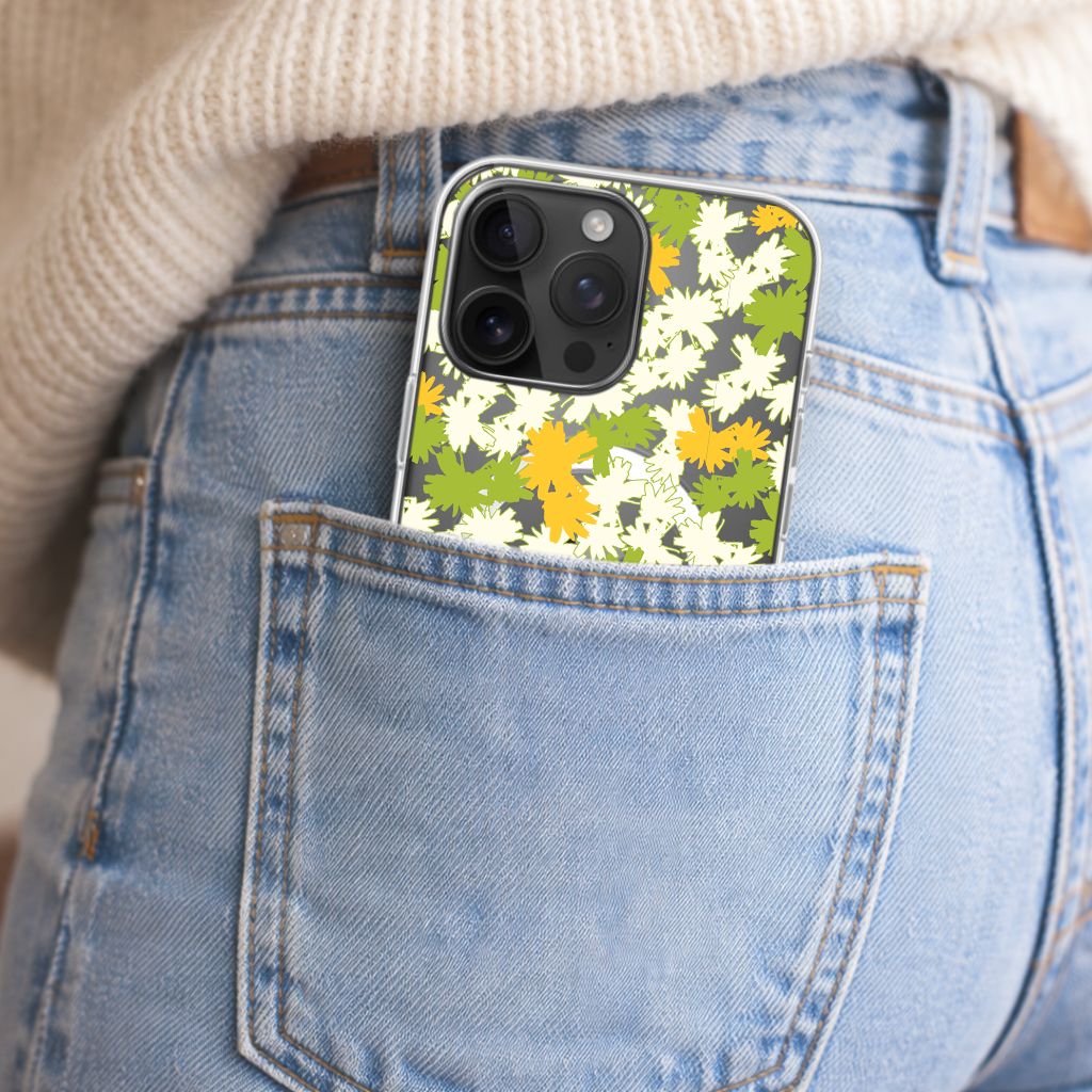 iPhone 16 Pro Max Clear Case - Yellow Dandelion Design