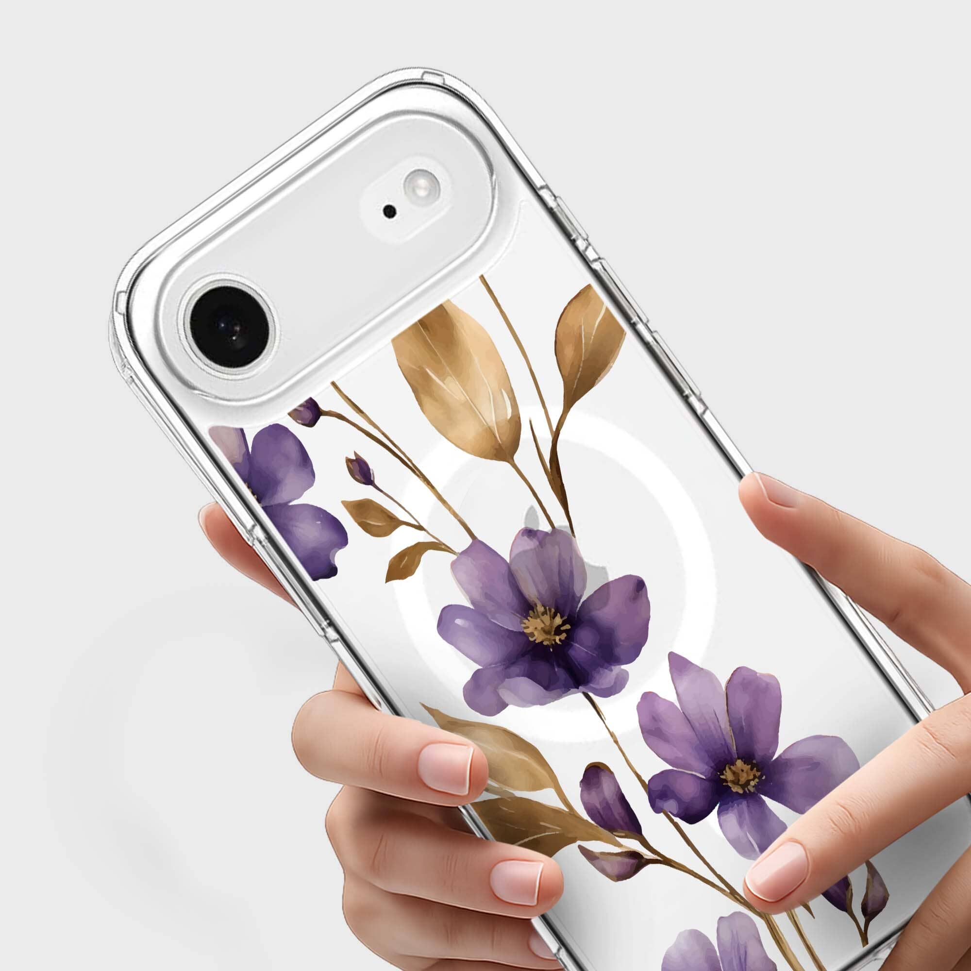 iPhone Air Purple Wildflower Clear Case With MagSafe