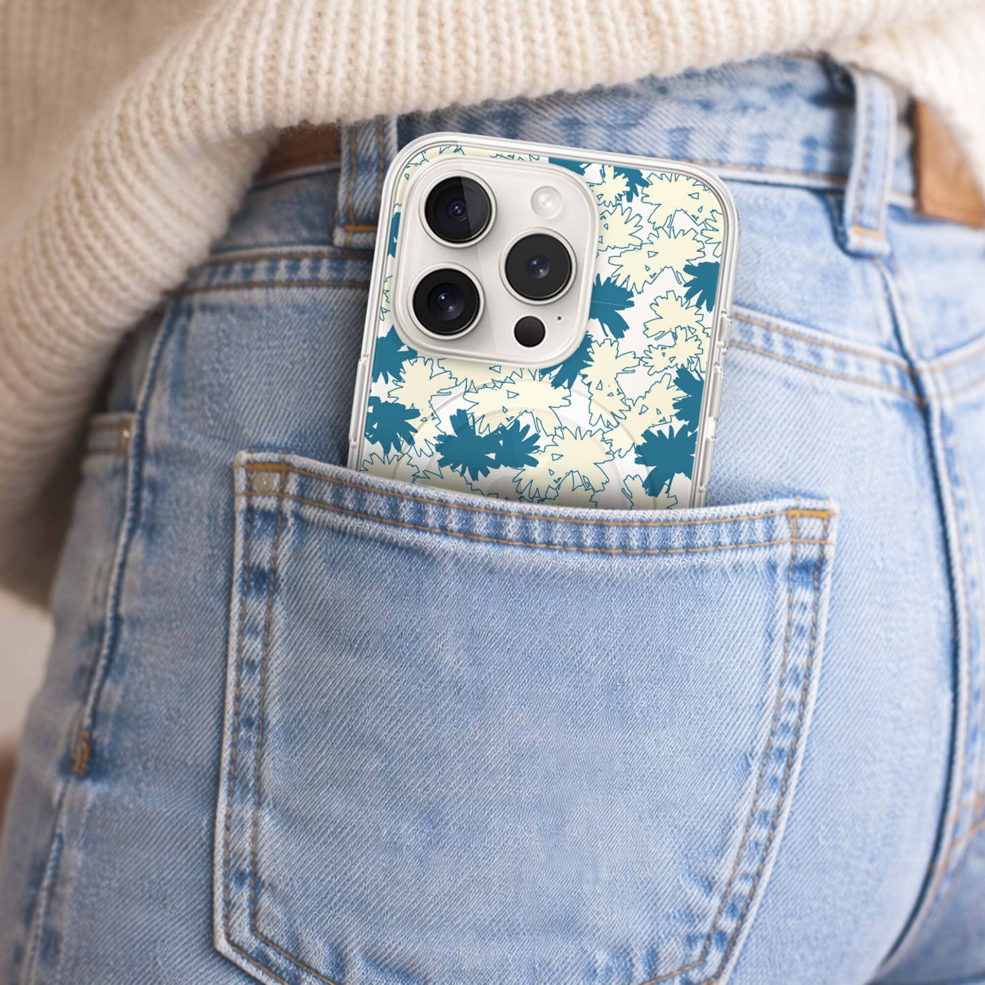 iPhone 15 Pro Max Clear Case - Blue Dandelion Design