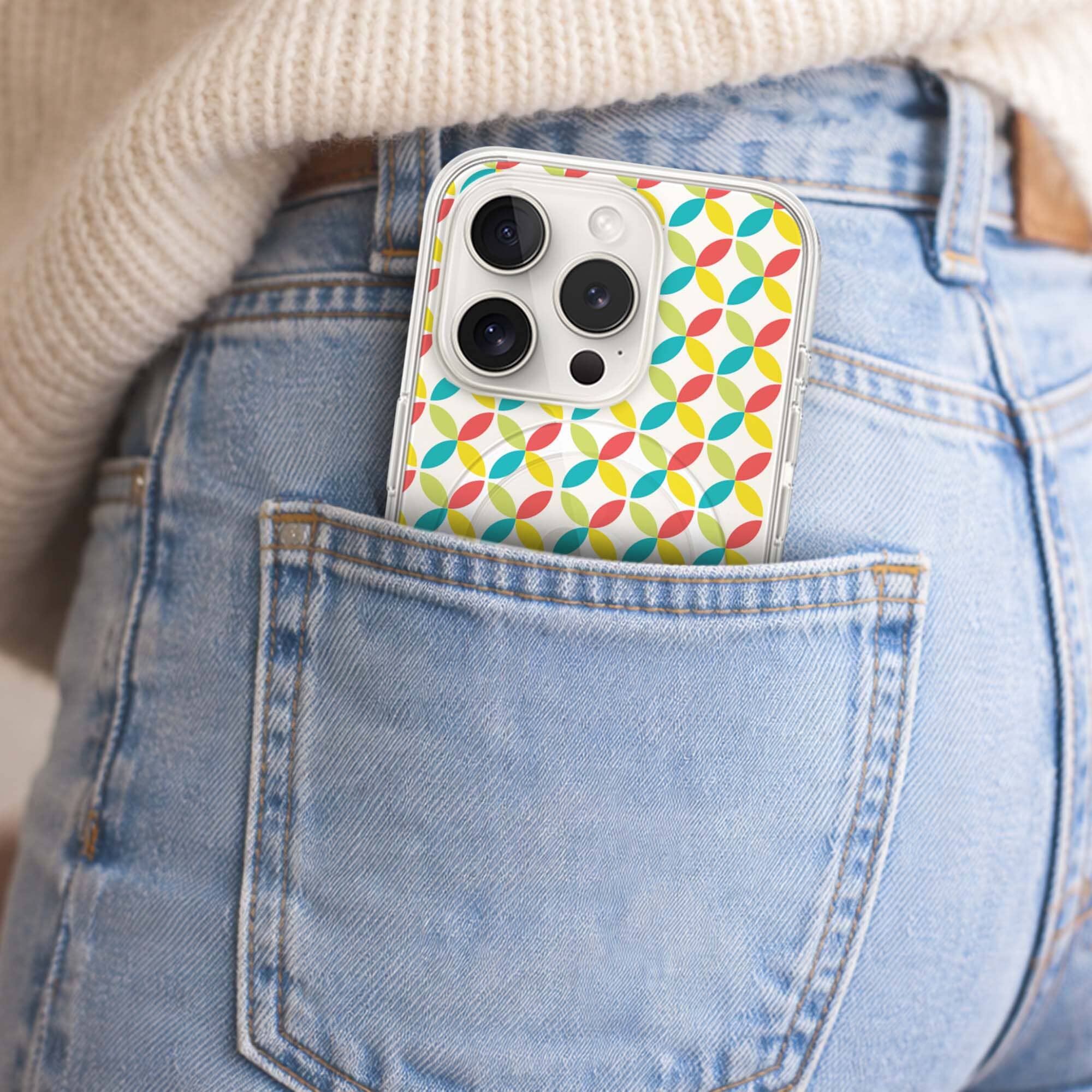 iPhone 15 Pro Max Clear Case - Yellow Celestial Petal Design