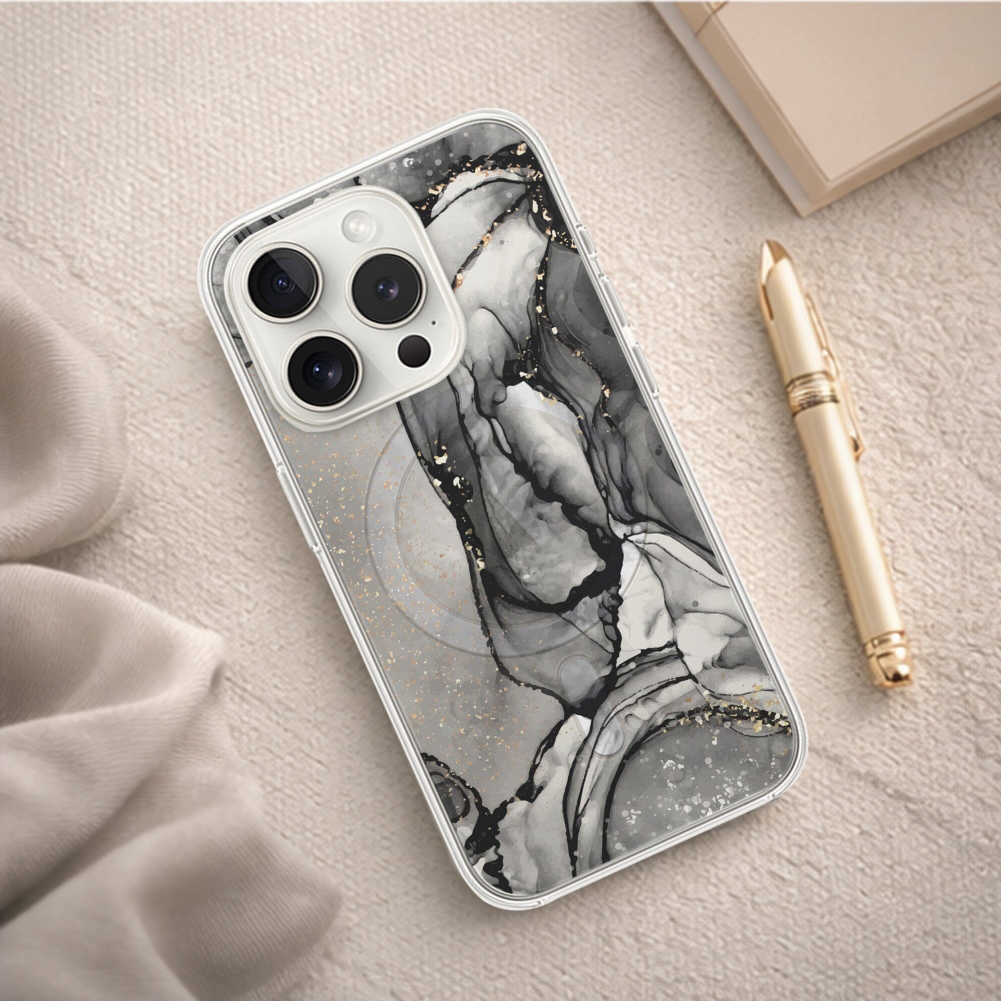 iPhone 15 Pro Max Case With MagSafe - Black Marble