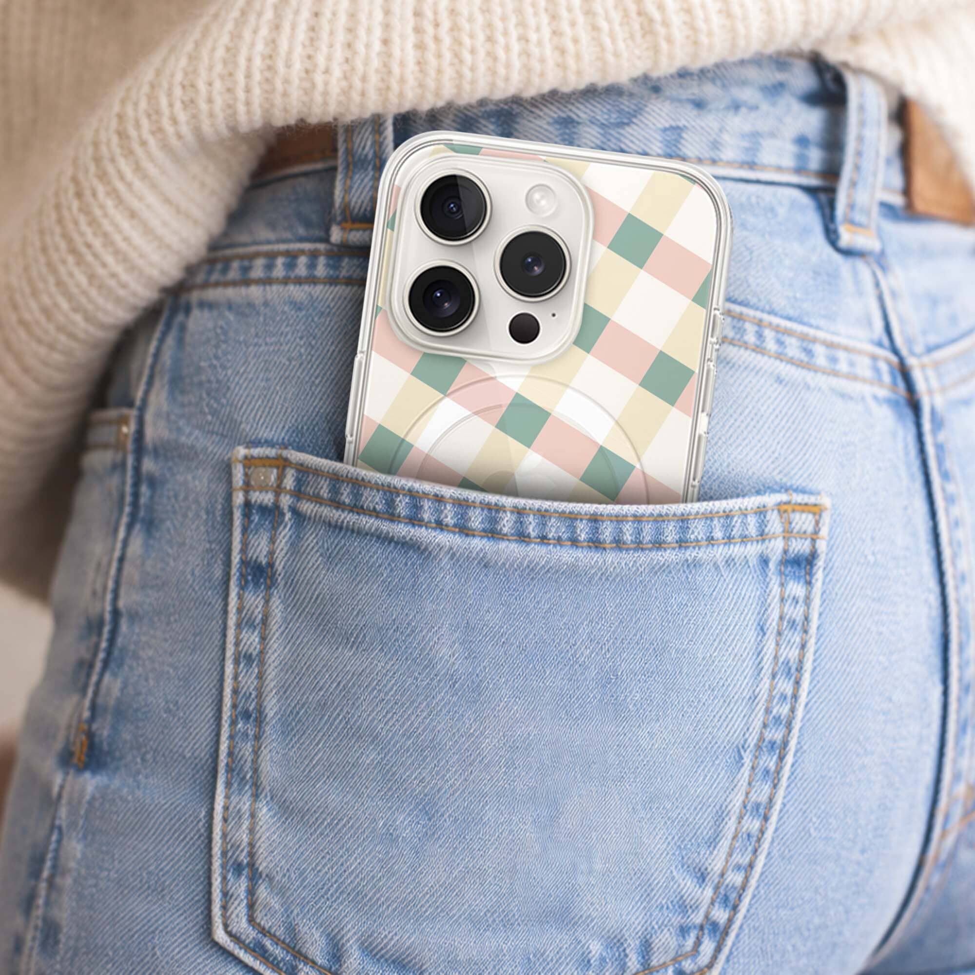 iPhone 15 Pro Max Clear Case - Light Lattice Design