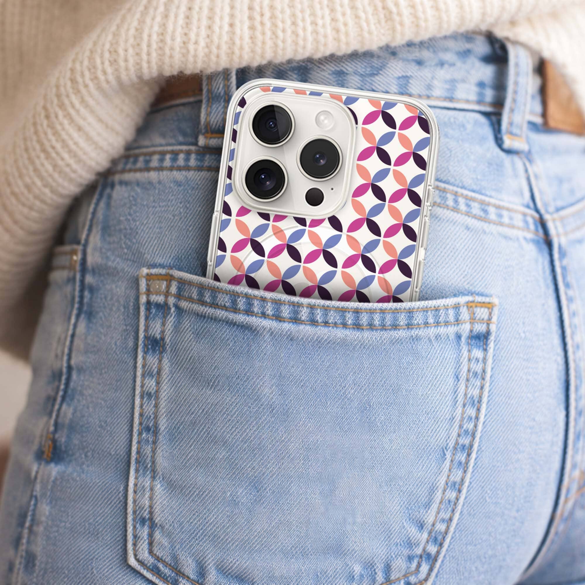 iPhone 15 Pro Max Clear Case - Pink Celestial Petal Design