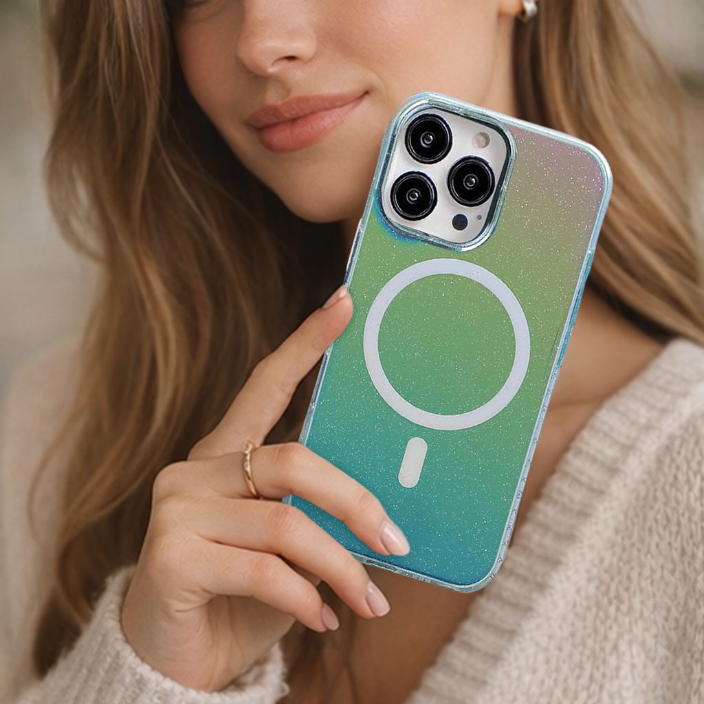 iPhone 16 Pro Max Anti-Yellow Glitter Clear Case with MagSafe