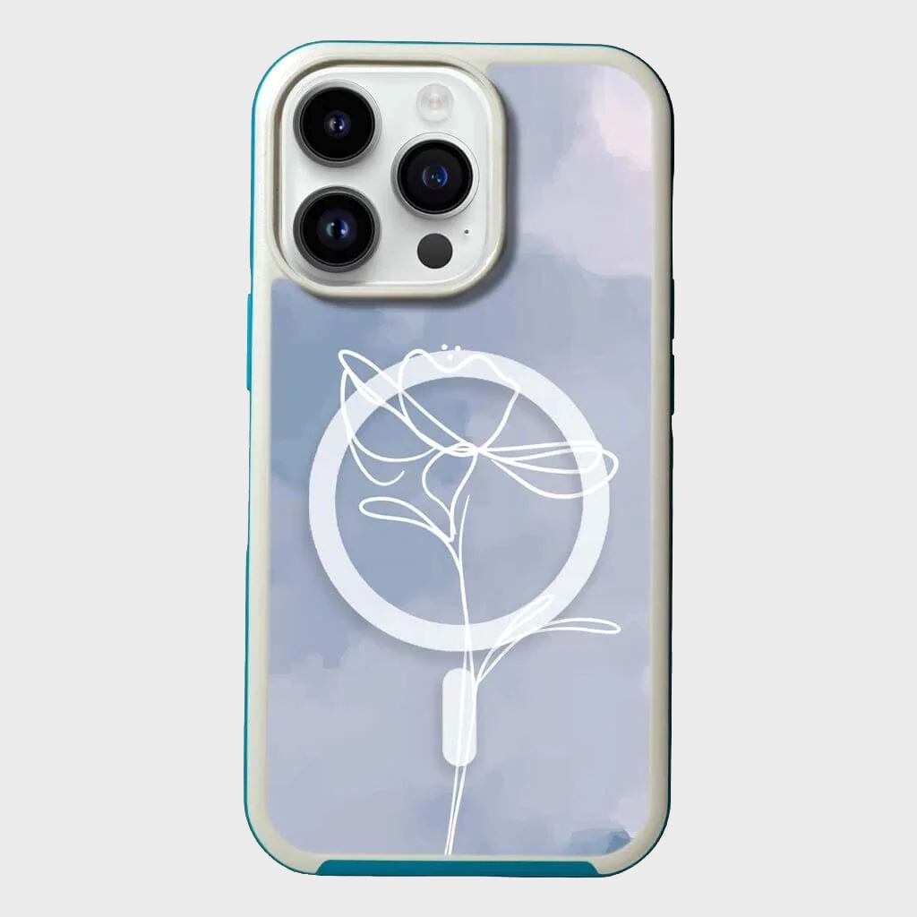 MagSafe iPhone 14 Pro Blue Flower Case