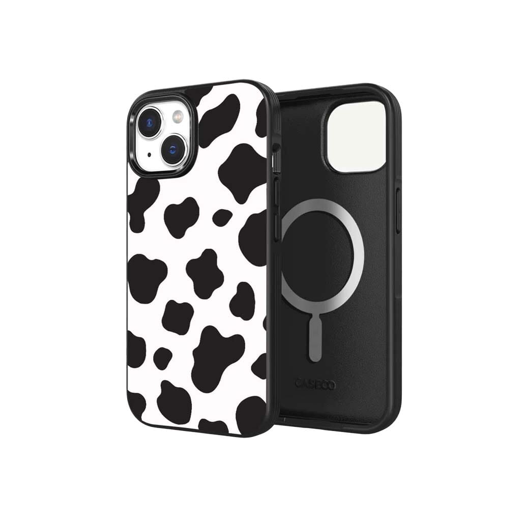 iPhone 15 Case With MagSafe - Black Cow Print