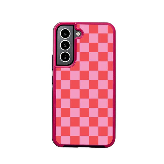 Pink Checkerboard Print Samsung S22 Case