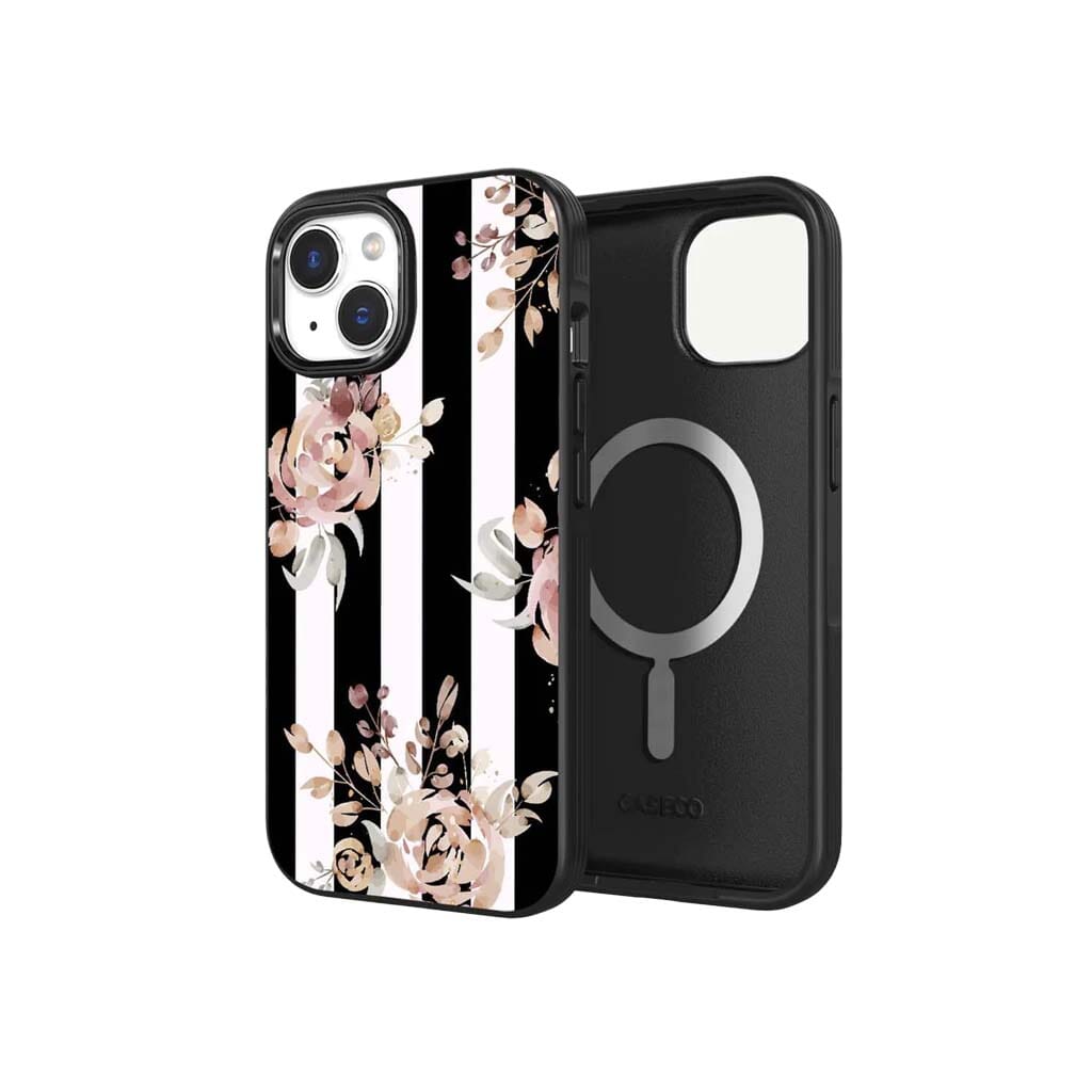 iPhone 15 Case With MagSafe - Black Flower