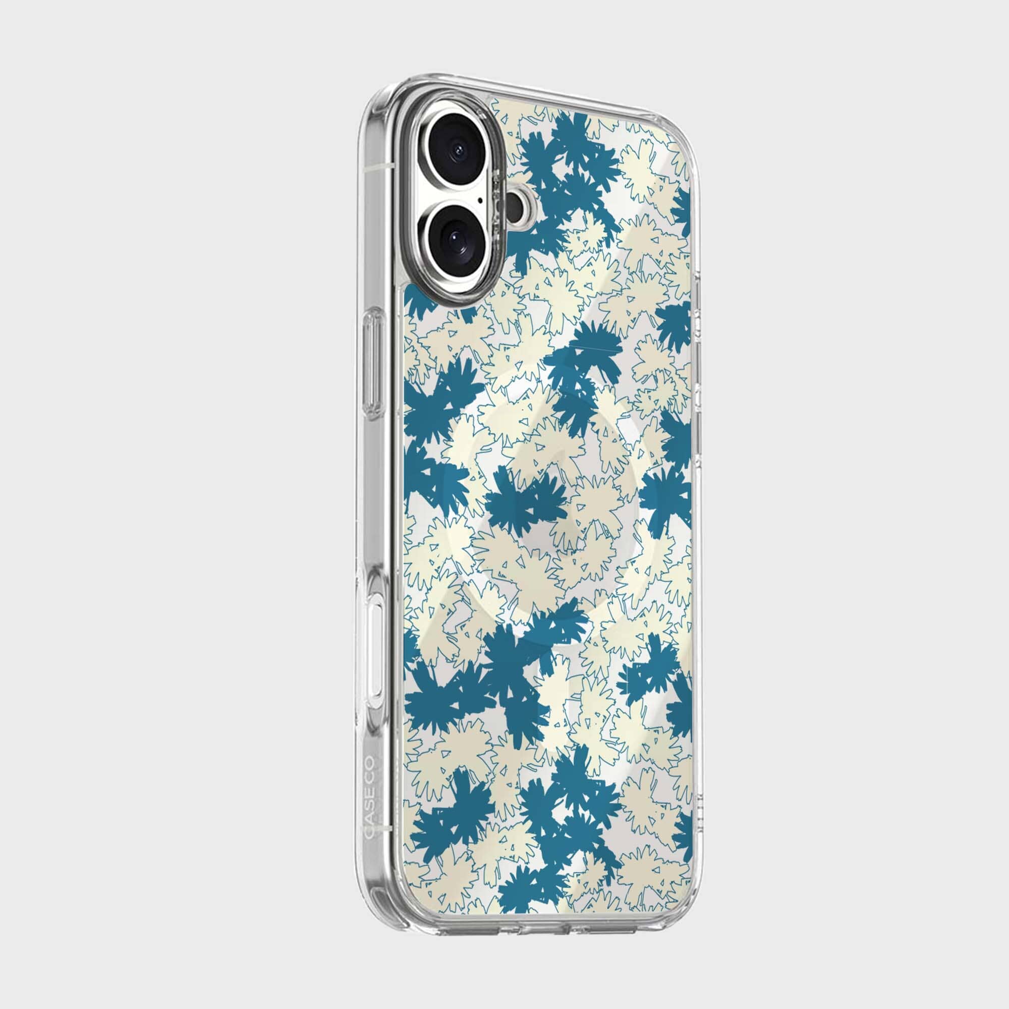 iPhone 16 Clear Case - Blue Dandelion Design
