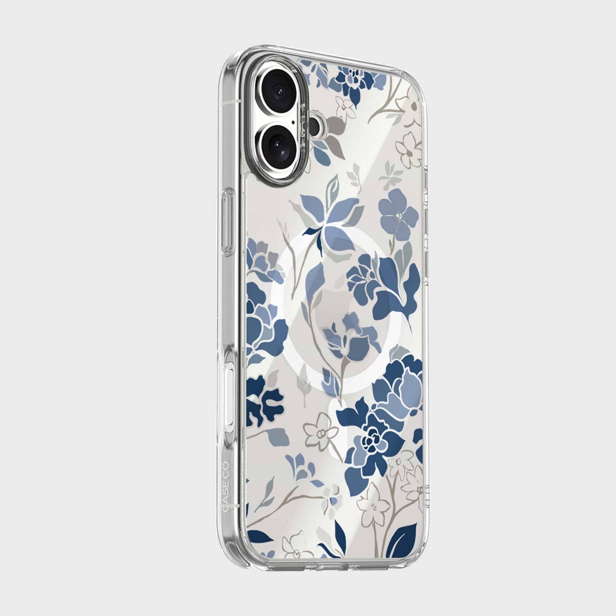 MagSafe iPhone 16 Blue Pattern Clear Case