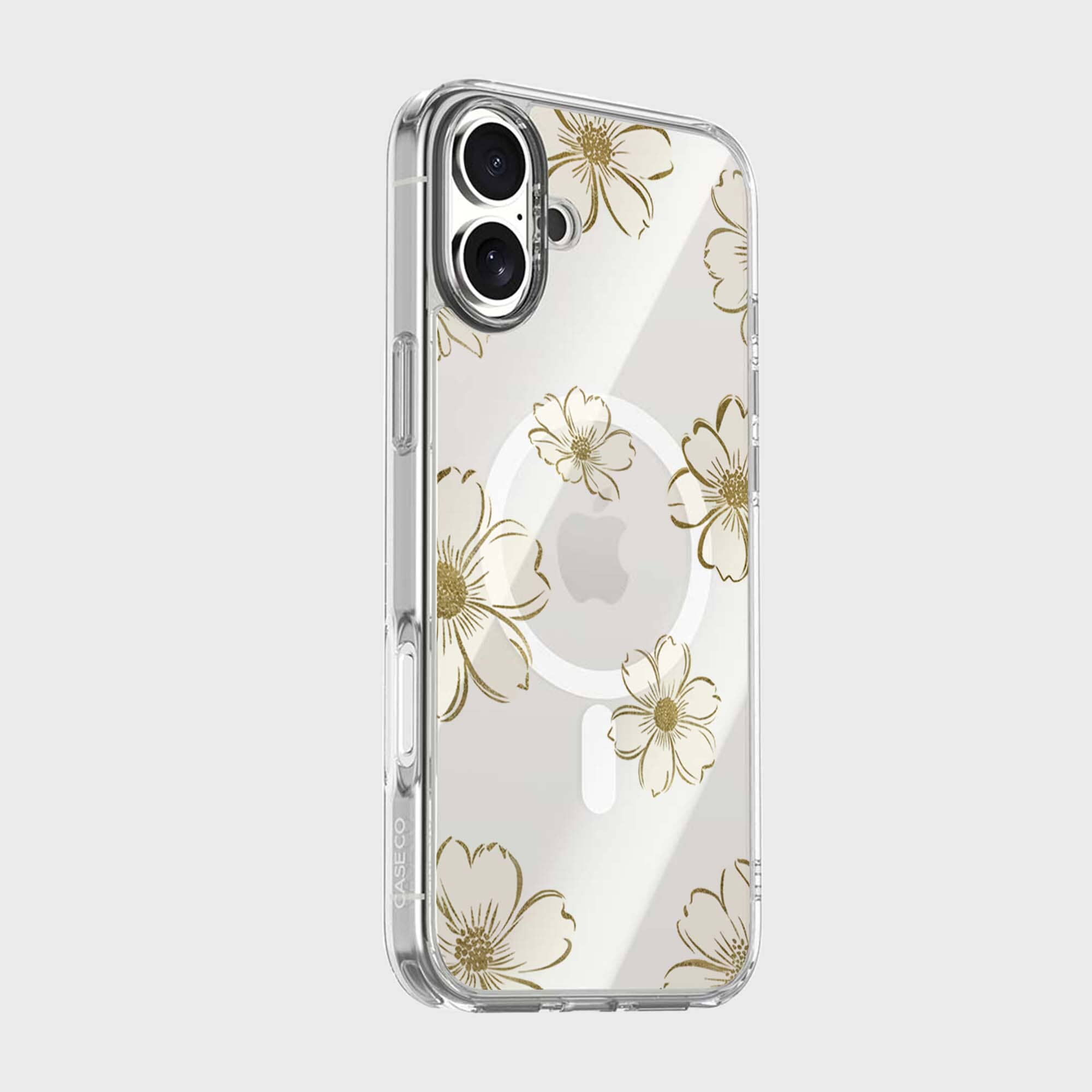 MagSafe iPhone 16 Gold Pattern Clear Case