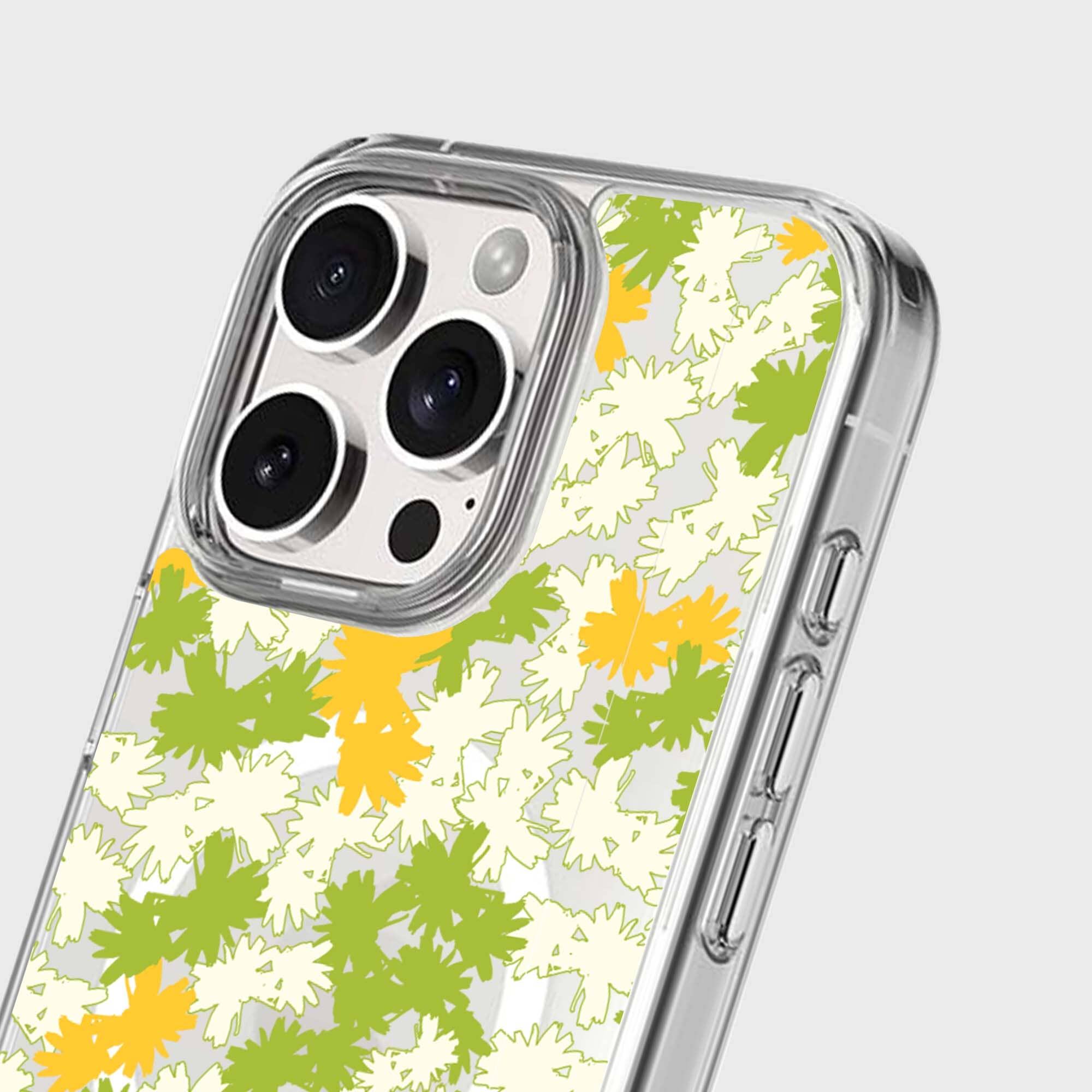 iPhone 16 Pro Max Clear Case - Yellow Dandelion Design