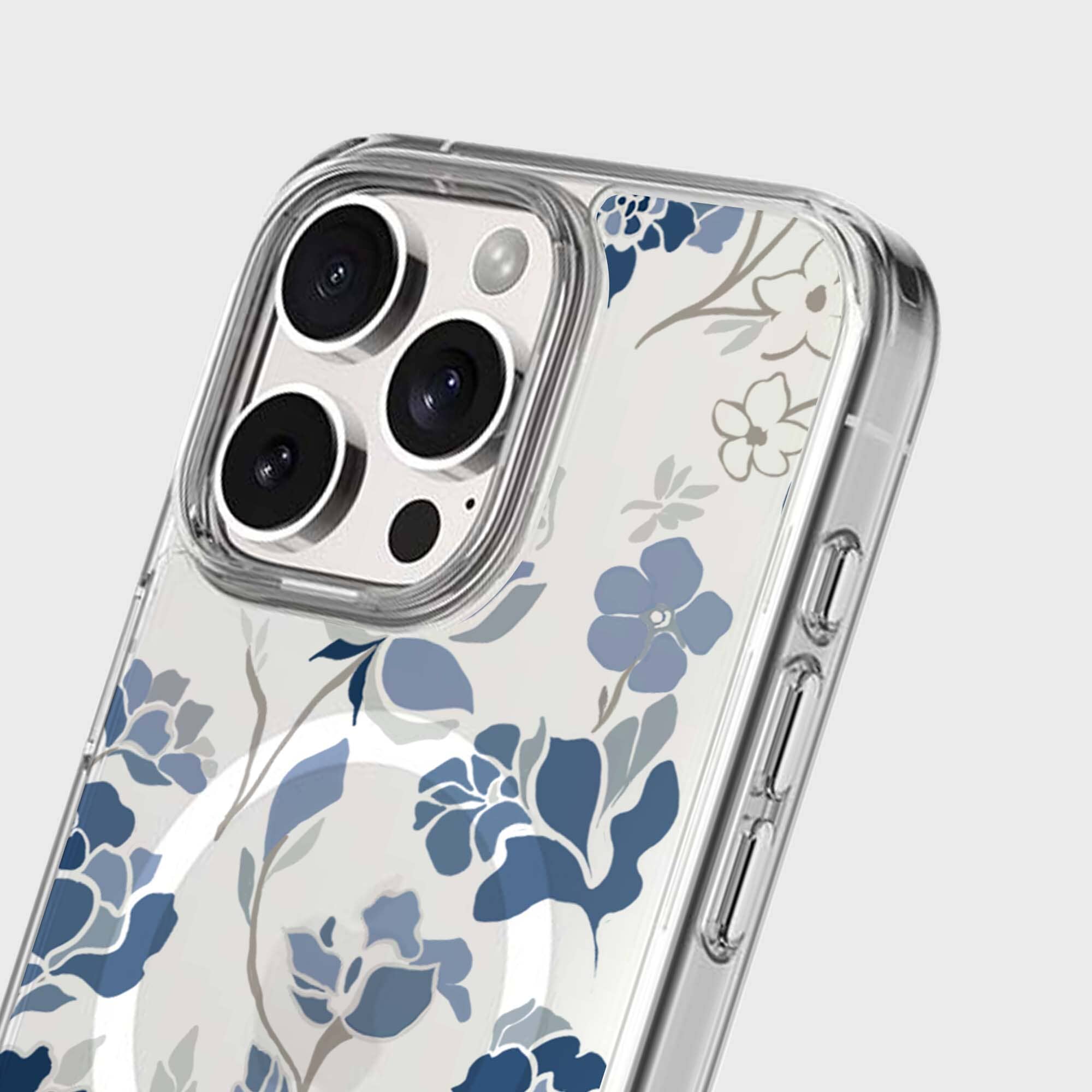 MagSafe iPhone 16 Pro Blue Pattern Clear Case
