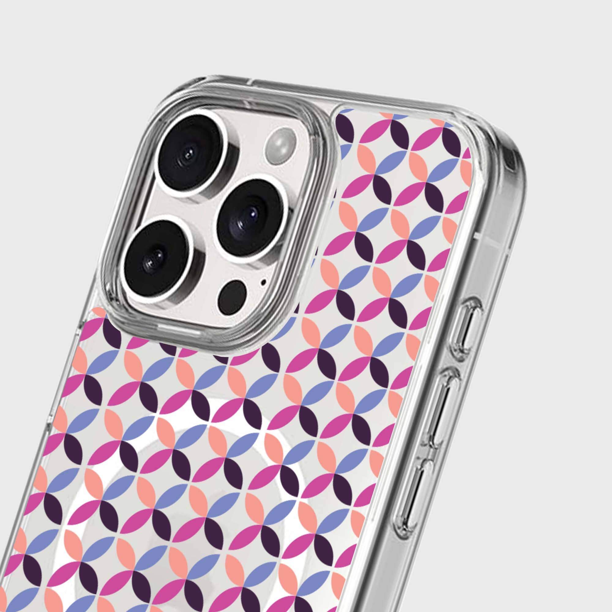 iPhone 16 Pro Clear Case - Pink Celestial Petal Design