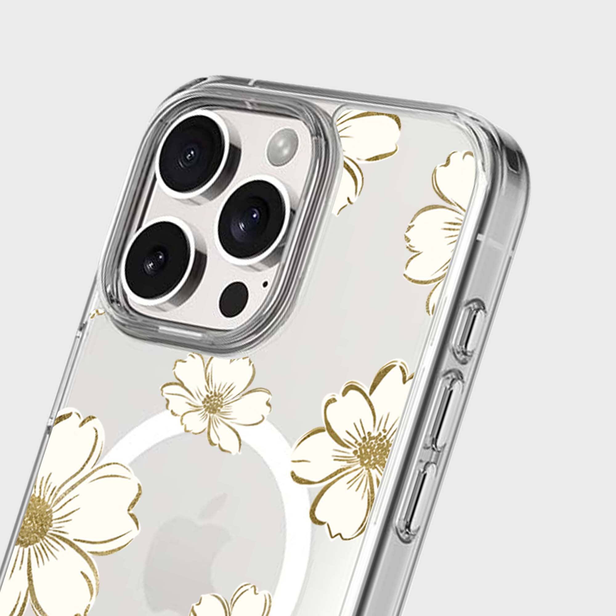 MagSafe iPhone 16 Pro Gold Pattern Clear Case