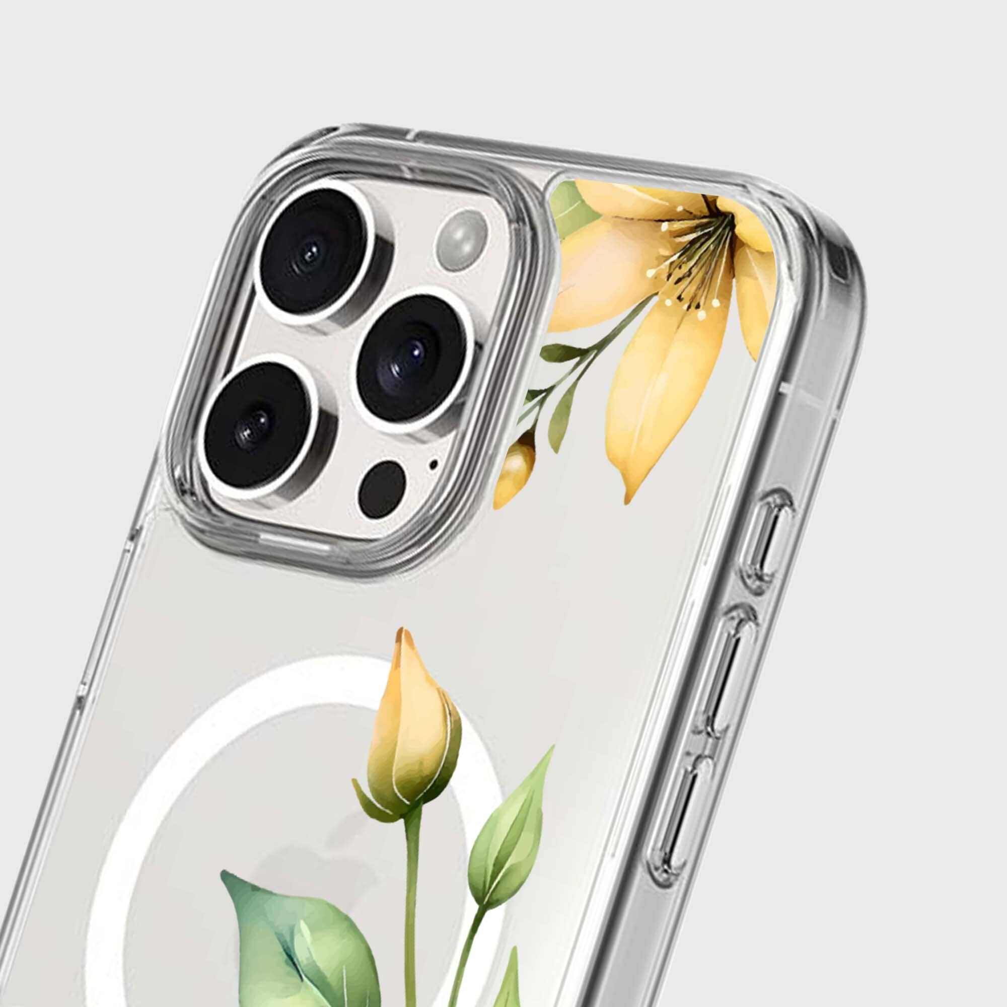MagSafe iPhone 16 Pro Yellow Wildflower Clear Case