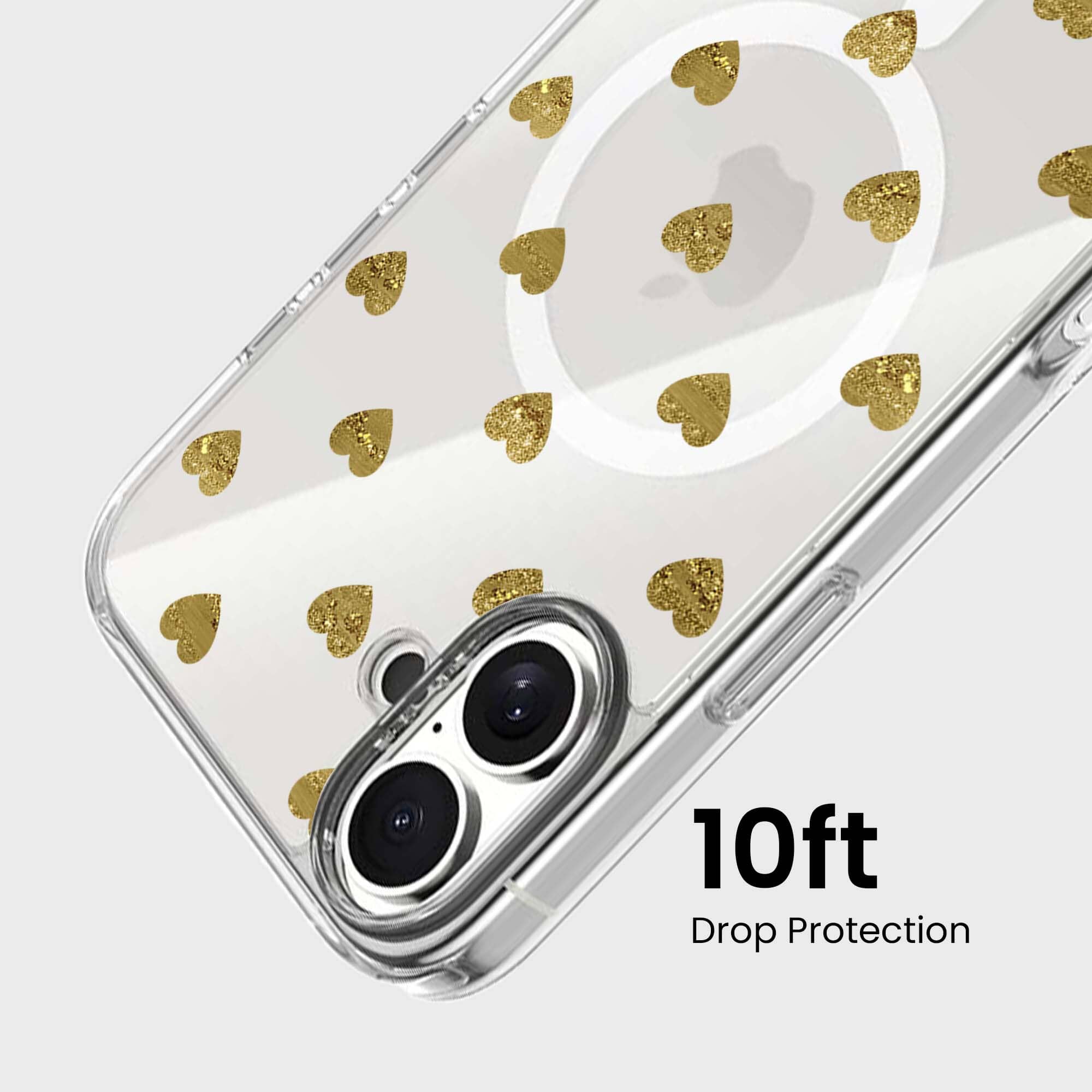 MagSafe iPhone 16 Gold Plum Heart Clear Case