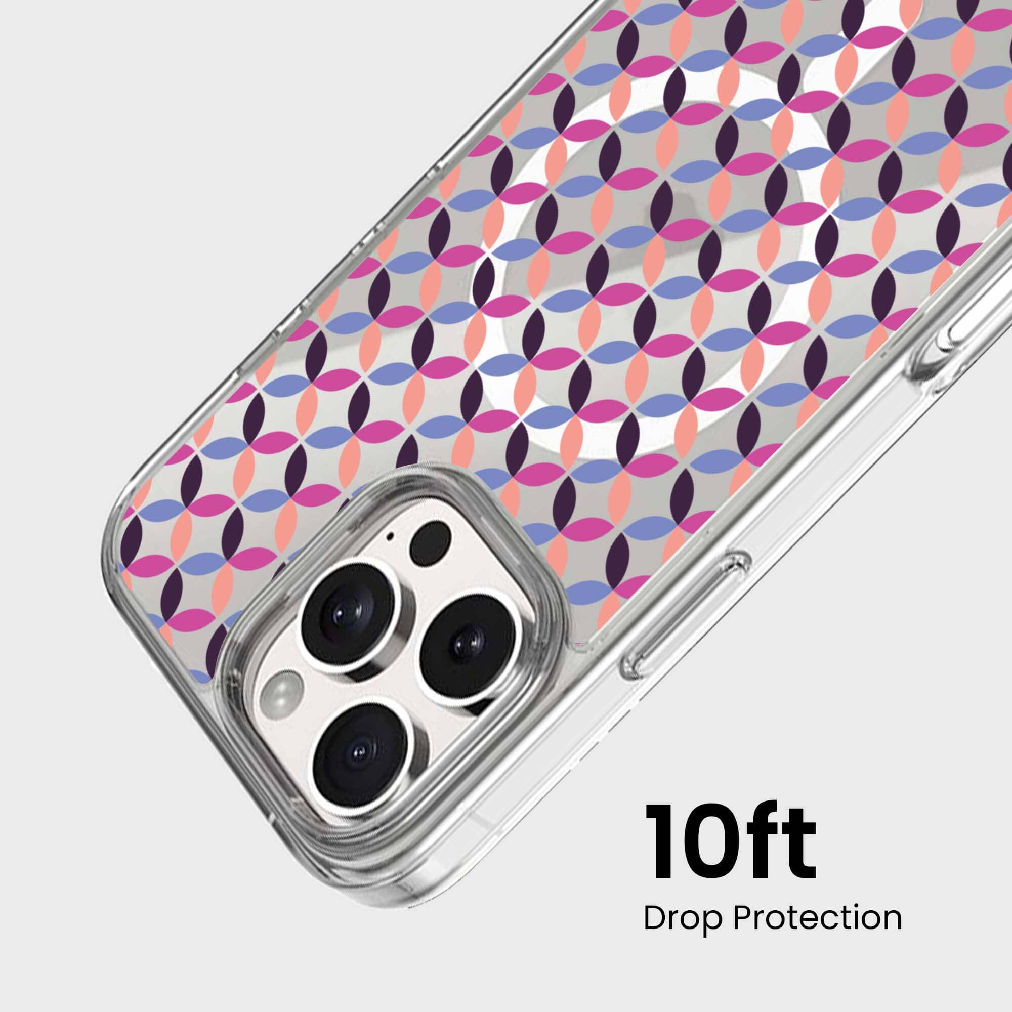 iPhone 16 Pro Max Clear Case - Pink Celestial Petal Design
