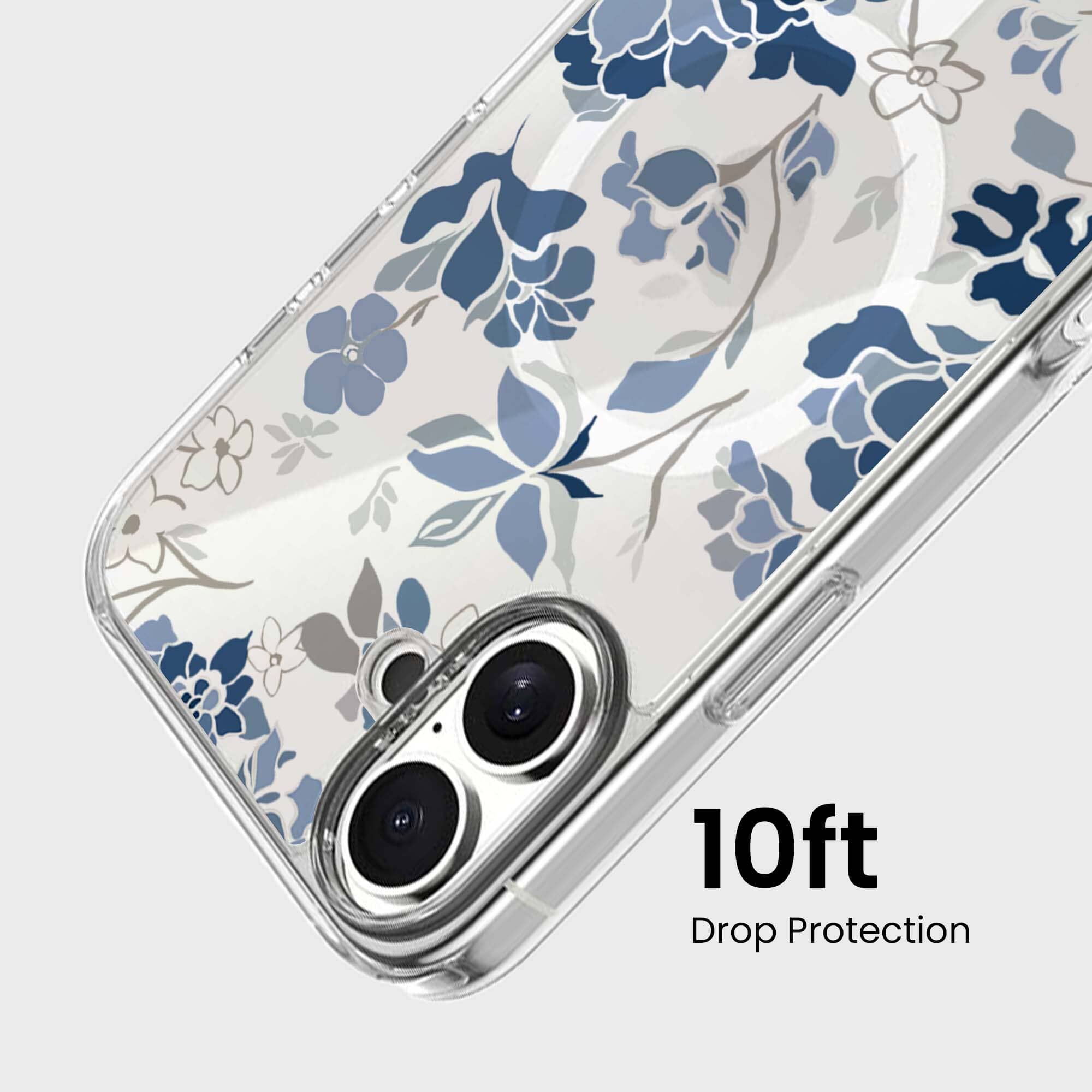 MagSafe iPhone 16 Blue Pattern Clear Case