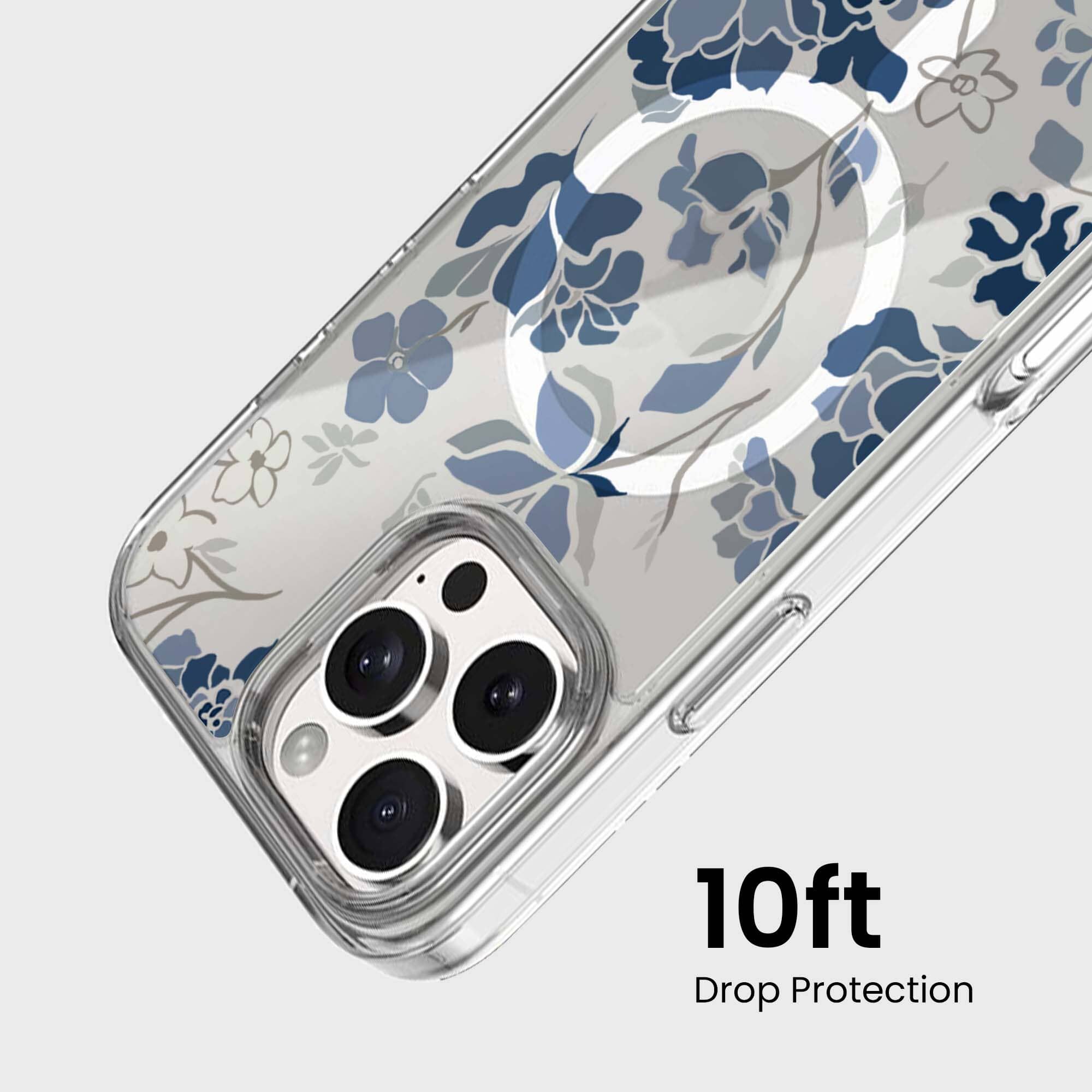 MagSafe iPhone 16 Pro Blue Pattern Clear Case