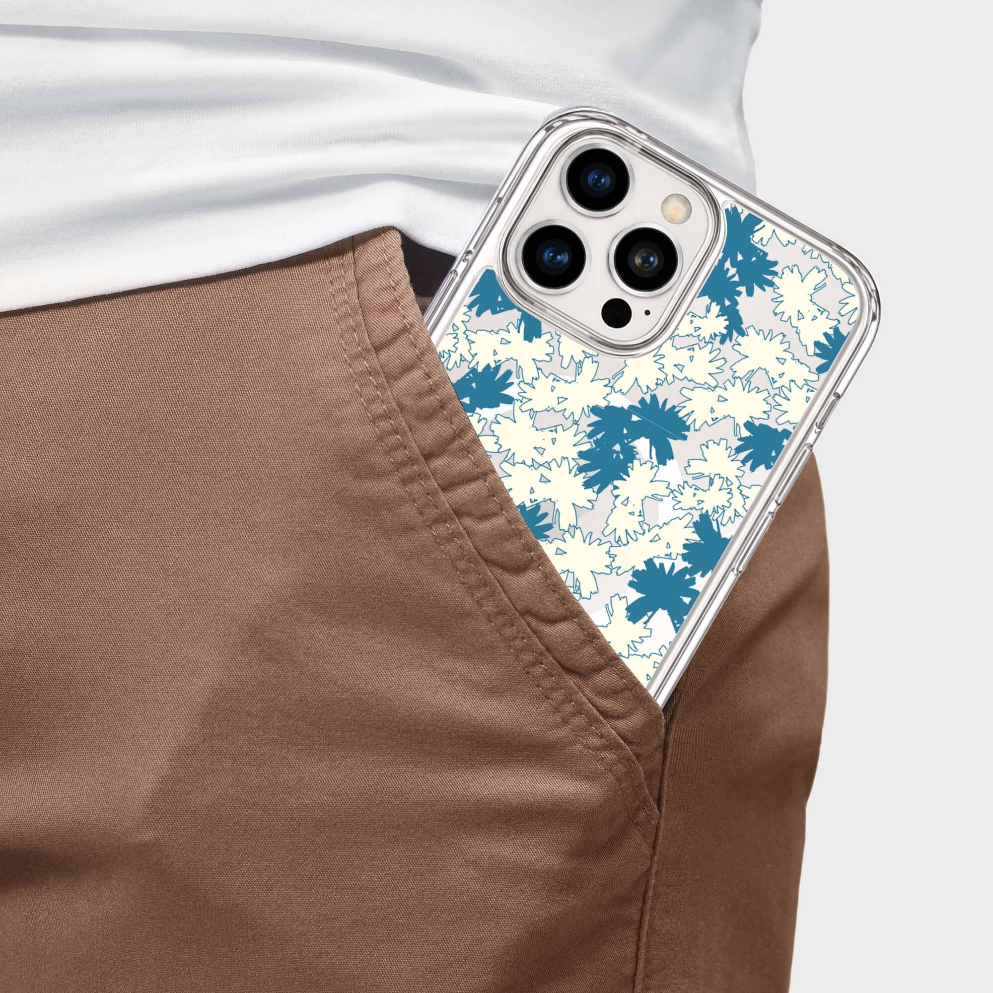 iPhone 16 Pro Clear Case - Blue Dandelion Design
