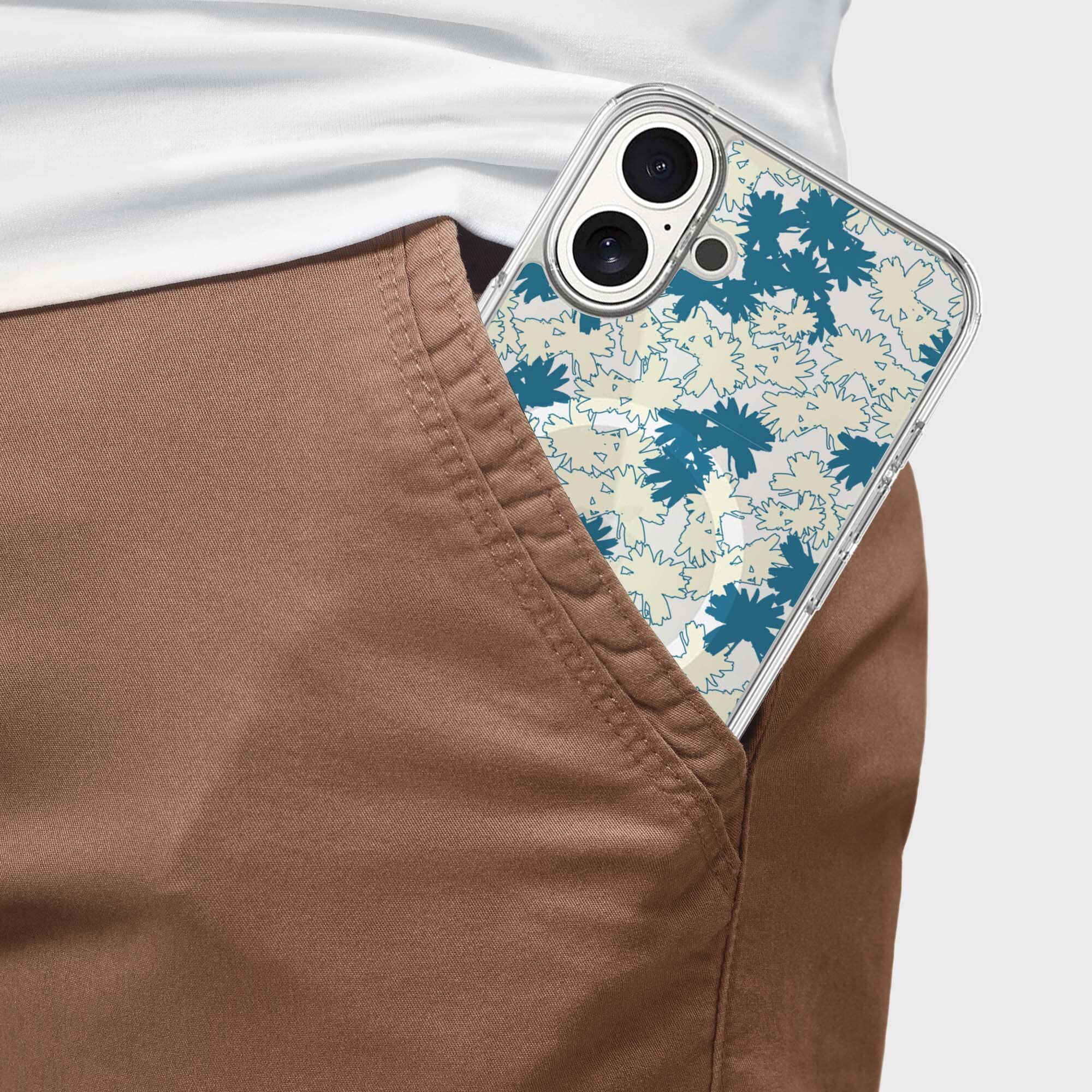 iPhone 16 Clear Case - Blue Dandelion Design