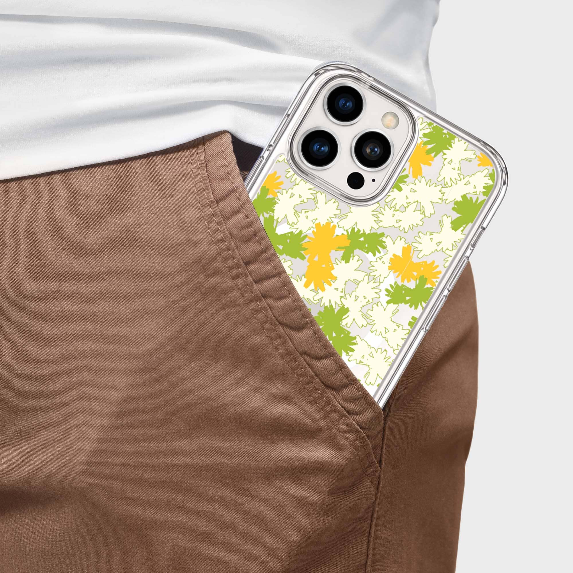 iPhone 16 Pro Max Clear Case - Yellow Dandelion Design