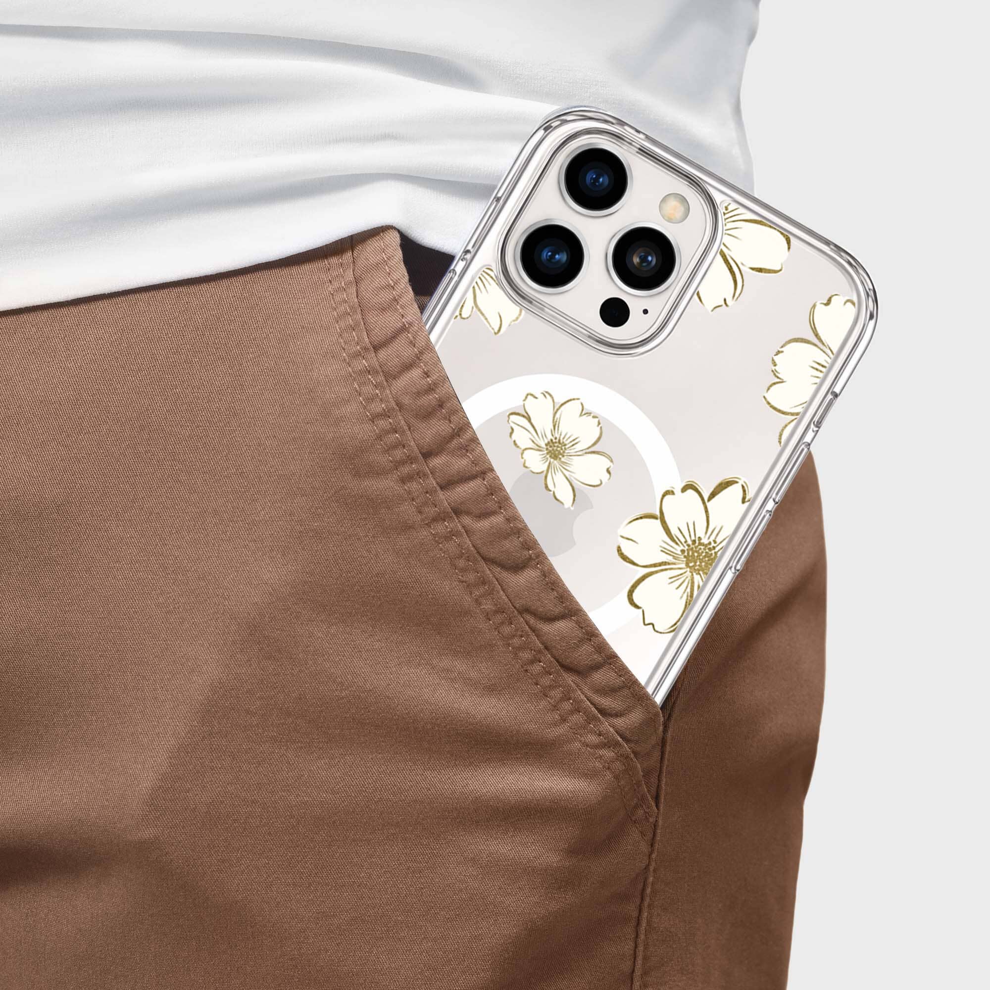 MagSafe iPhone 16 Pro Max Gold Pattern Clear Case