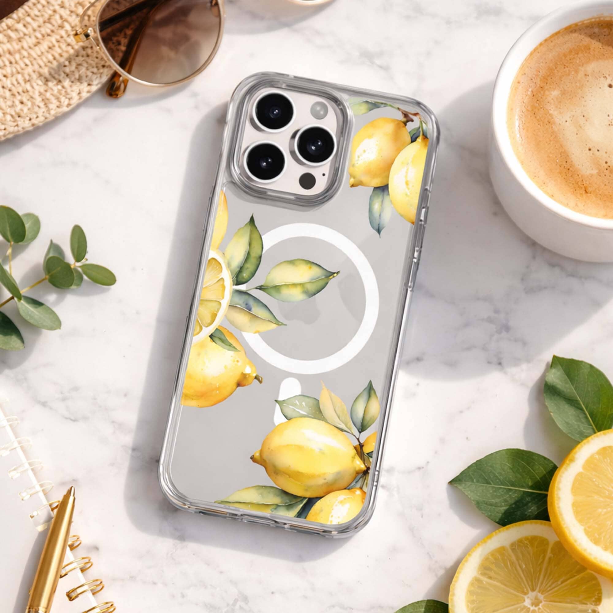 MagSafe iPhone 16 Pro Lemons Clear Case