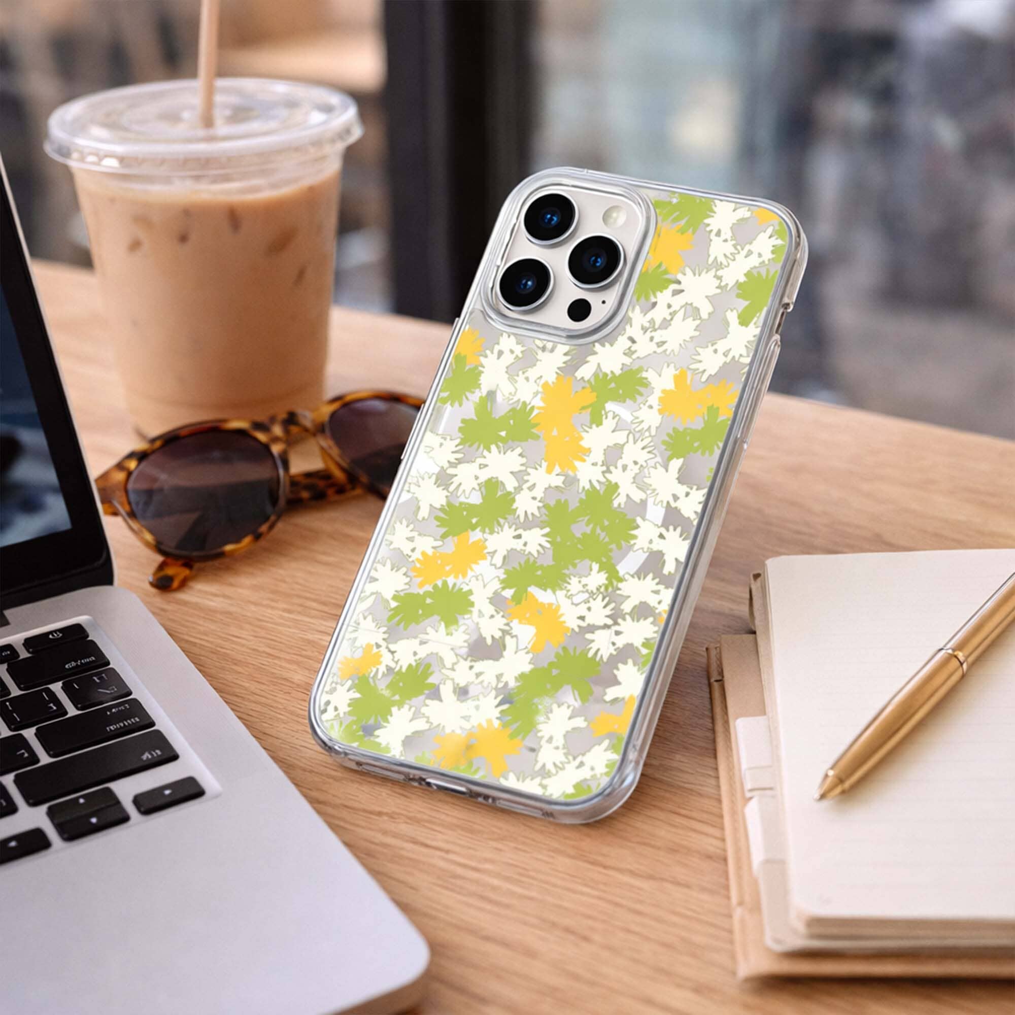 iPhone 16 Pro Max Clear Case - Yellow Dandelion Design
