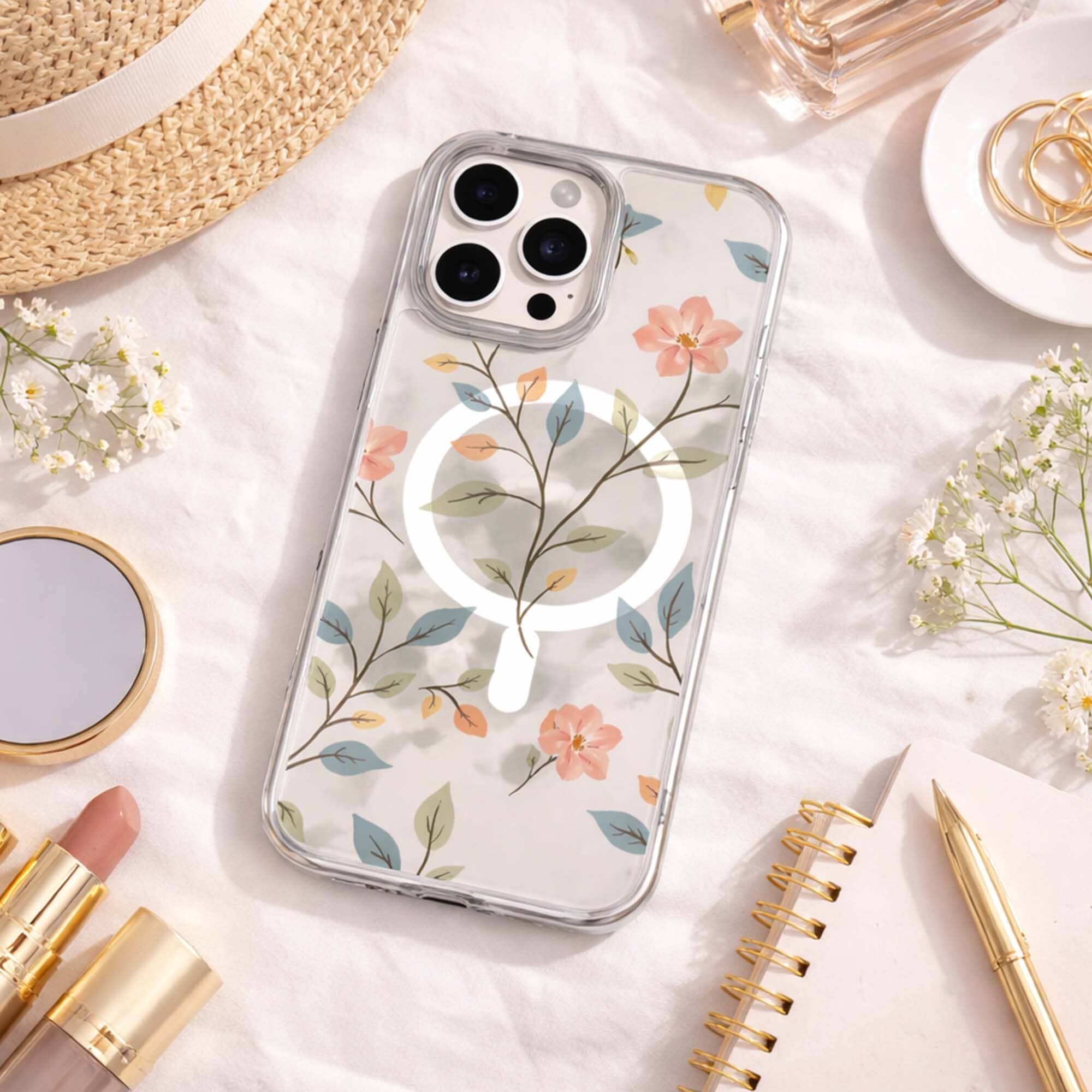 MagSafe iPhone 16 Pro Max Easter Floral Clear Case