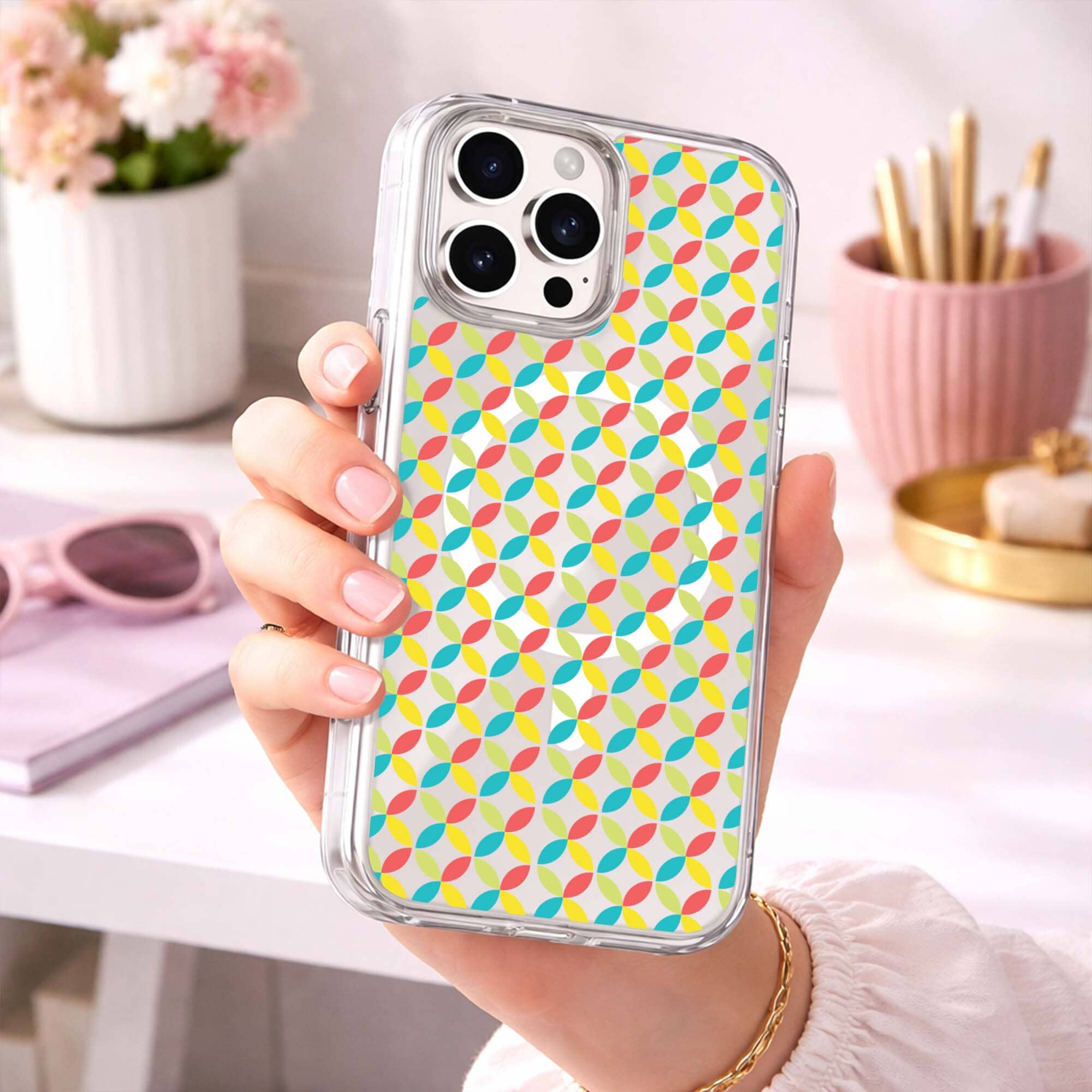 iPhone 16 Pro Clear Case - Yellow Celestial Petal Design