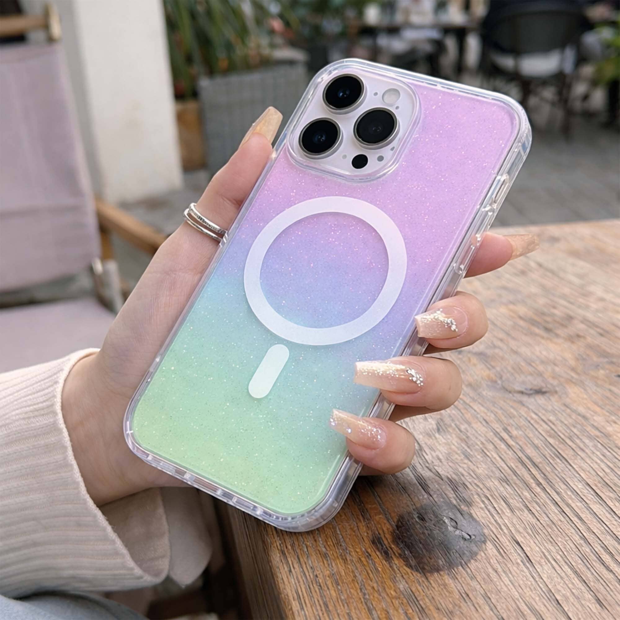 iPhone 16 Pro Anti-Yellow Glitter Clear Case with MagSafe