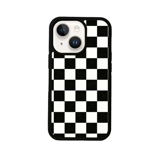 MagSafe iPhone 14 Plus Black Checkerboard Print Case