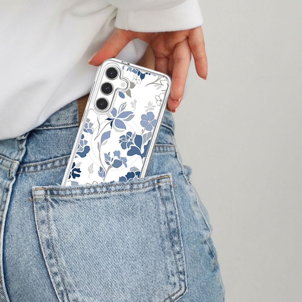 Samsung Galaxy S25 Blue Pattern Clear Case