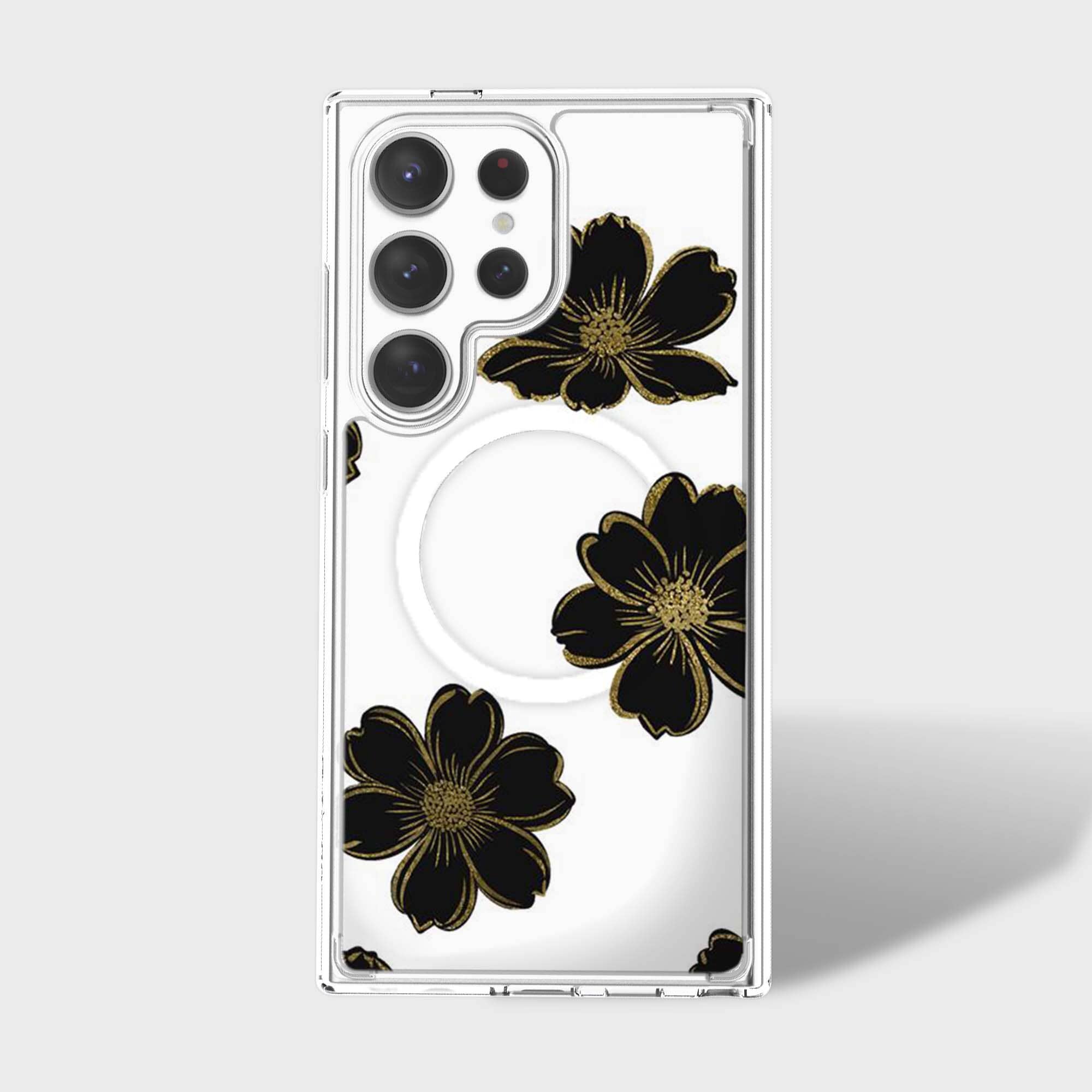 Samsung Galaxy S25 Ultra Black Flower Clear Case