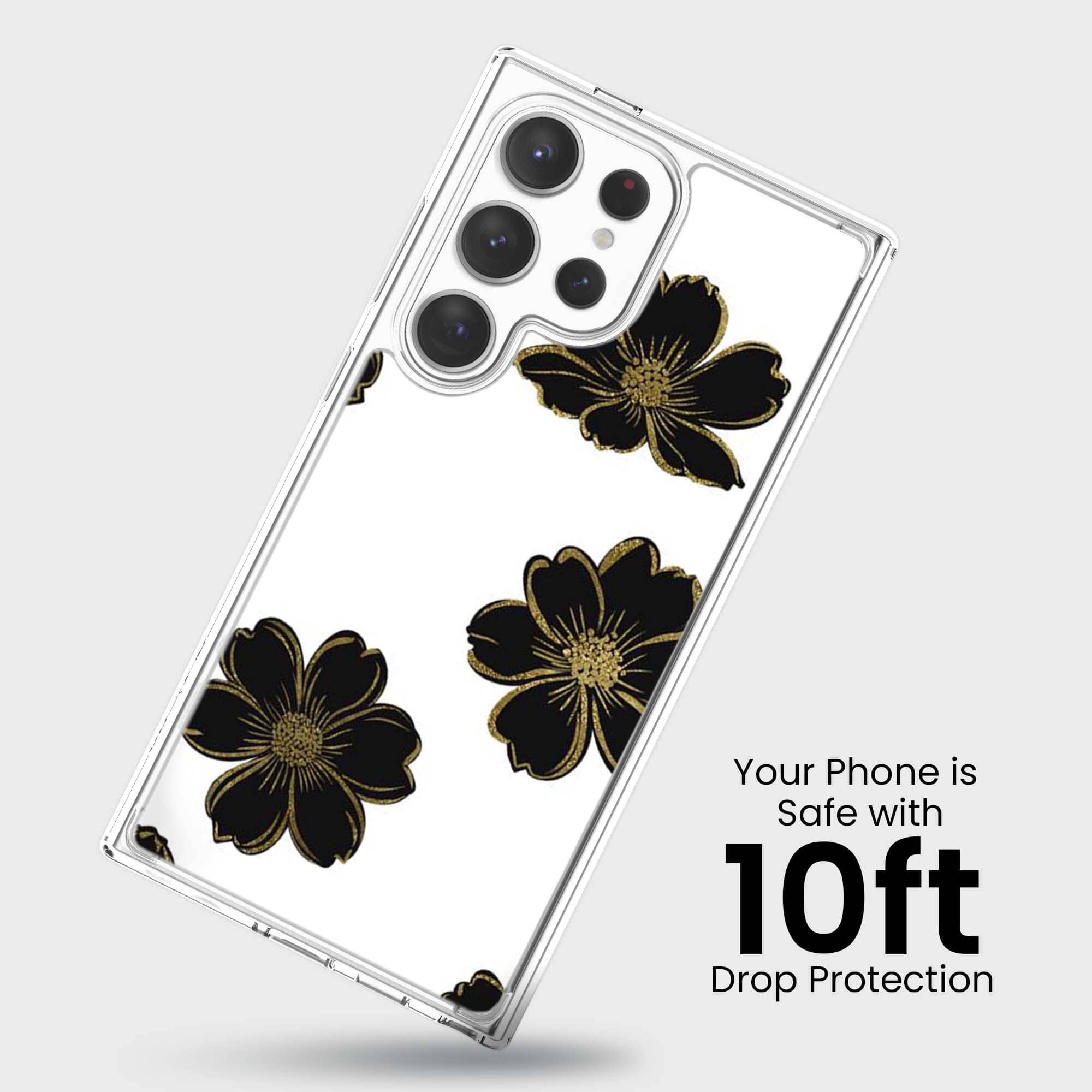 Samsung Galaxy S25 Ultra Black Flower Clear Case