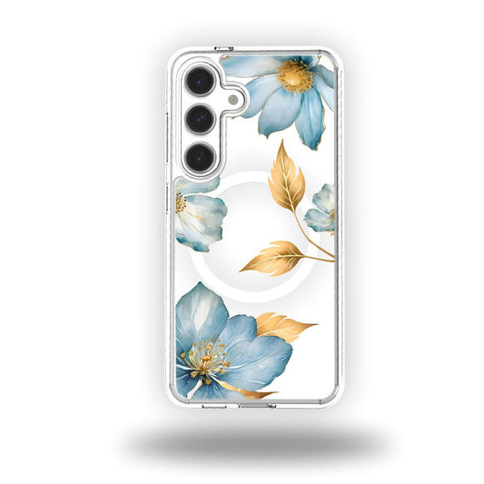 Samsung Galaxy S24 Blue Wildflower Clear Case